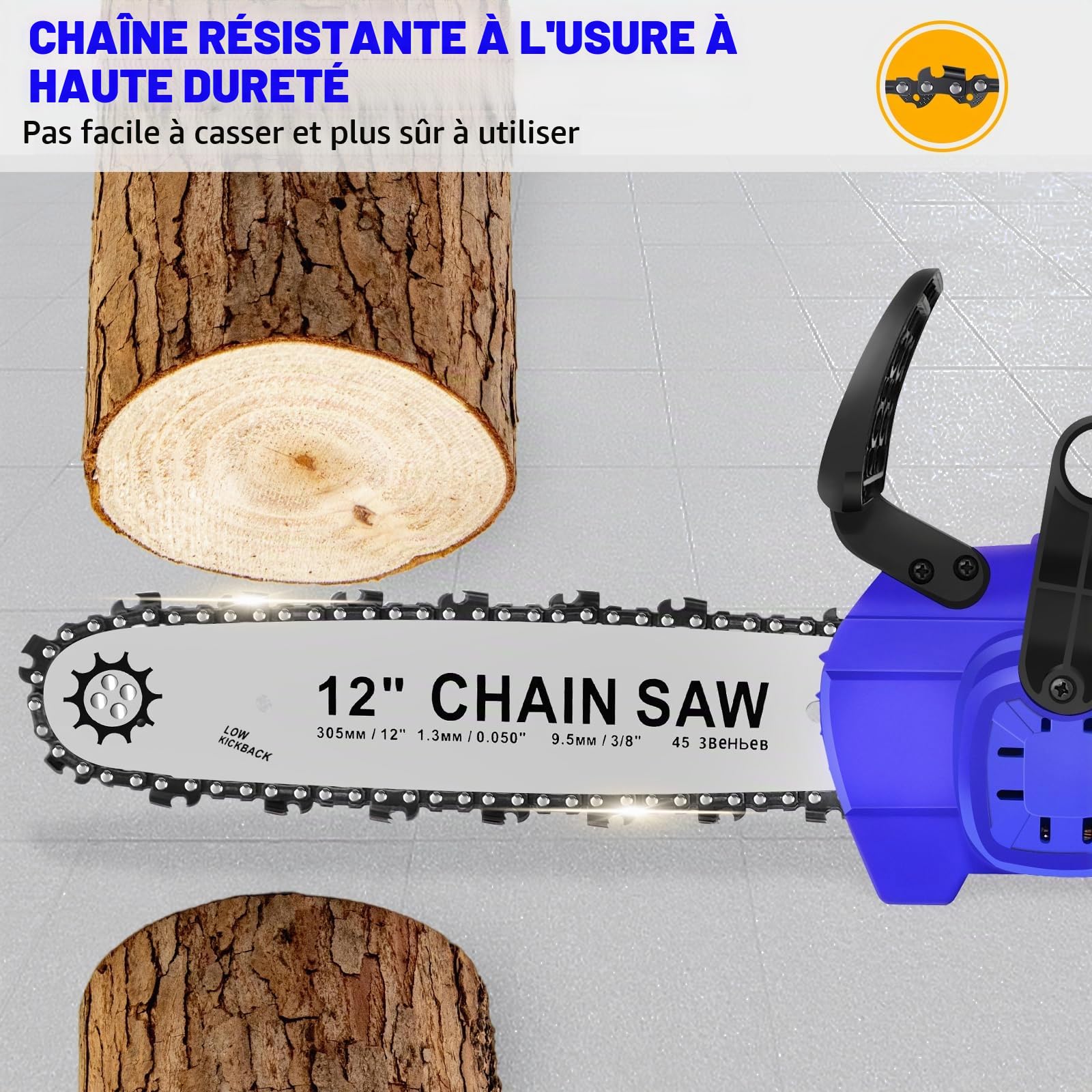 Tronçonneuse à Batterie 12 Pouces Tronçonneuse Électrique Sans Fil 21V avec Système d'Huile, Batteries Rechargeables 4000mAh et 2 Chaînes pour Jardinage, Arboriculture et la Coupe de Bois