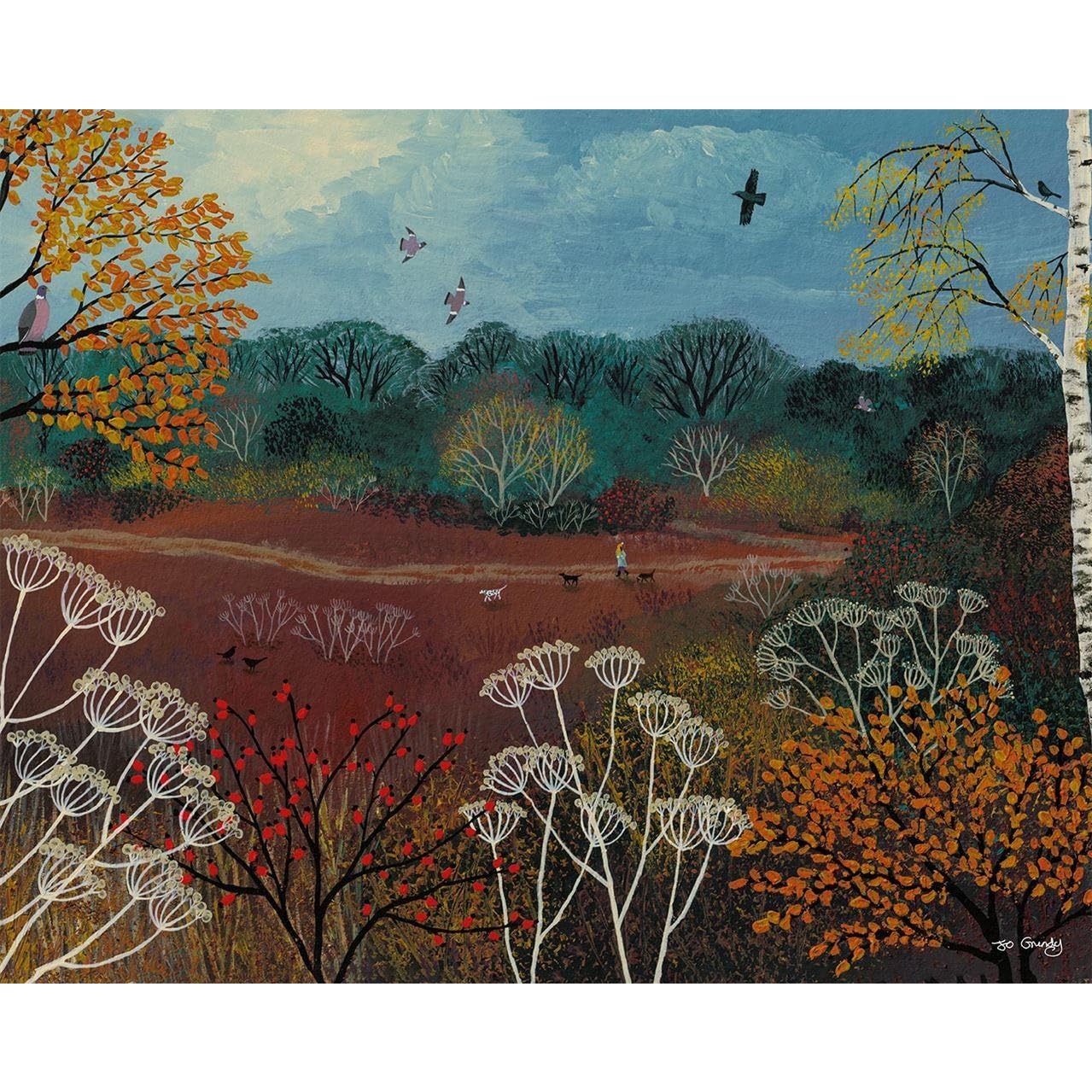 Jo Grundy Multicoloured Autumn Walk Canvas Print (60Cm X 80Cm) (Multicoloured)
