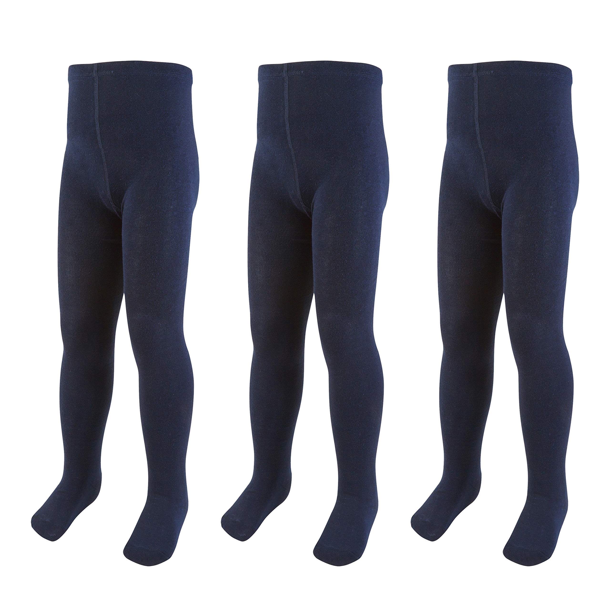 Metzuyan Girls Navy - 3 Pairs 3 Pairs Cottton Rich Back To School Plain Tights Navy 13 Years