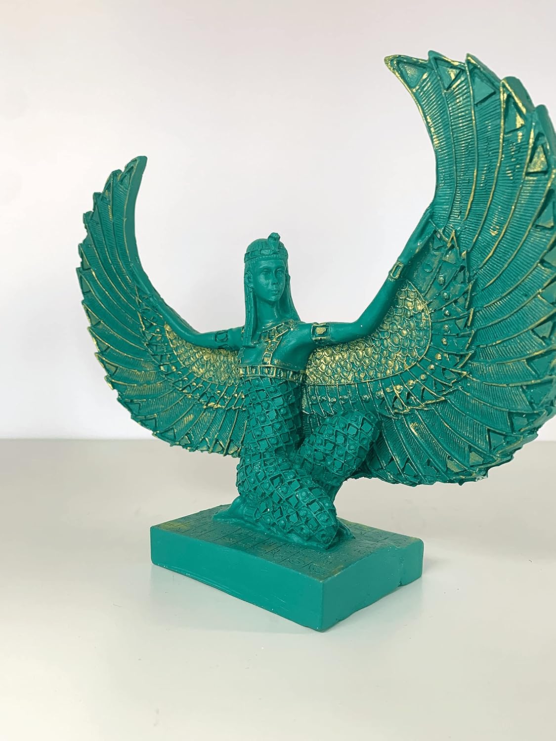 Large Isis Bust Statue, 11.4 inches 23 cm, Royal Green Isis Bust Sculpture, Egyptian Statue, Goddess Isis, Egyptian Isis Wings