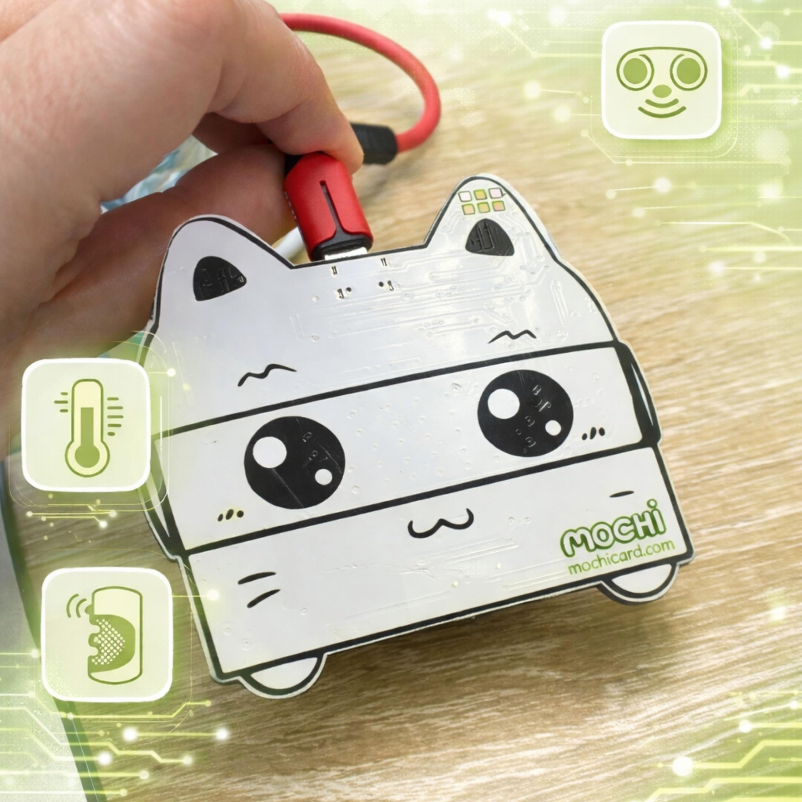 MochiCard - Placa Programable Educativa (Sensor Temperatura, Matriz de Leds, RGB, Luminosidad, Humedad, Acelerómetro) Kit básico de iniciación al IOT, Robótica y Programación