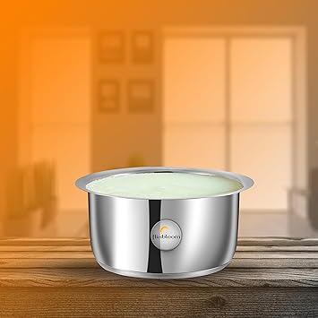 Flixbloom Stainless Steel Heavy Bottom Induction Base & LPG Gas Stovetop Compatible Cookware Set Tope/Bhagona/Handi/Patila/Tapeli for Milk, Water etc. (1.2 Litre)