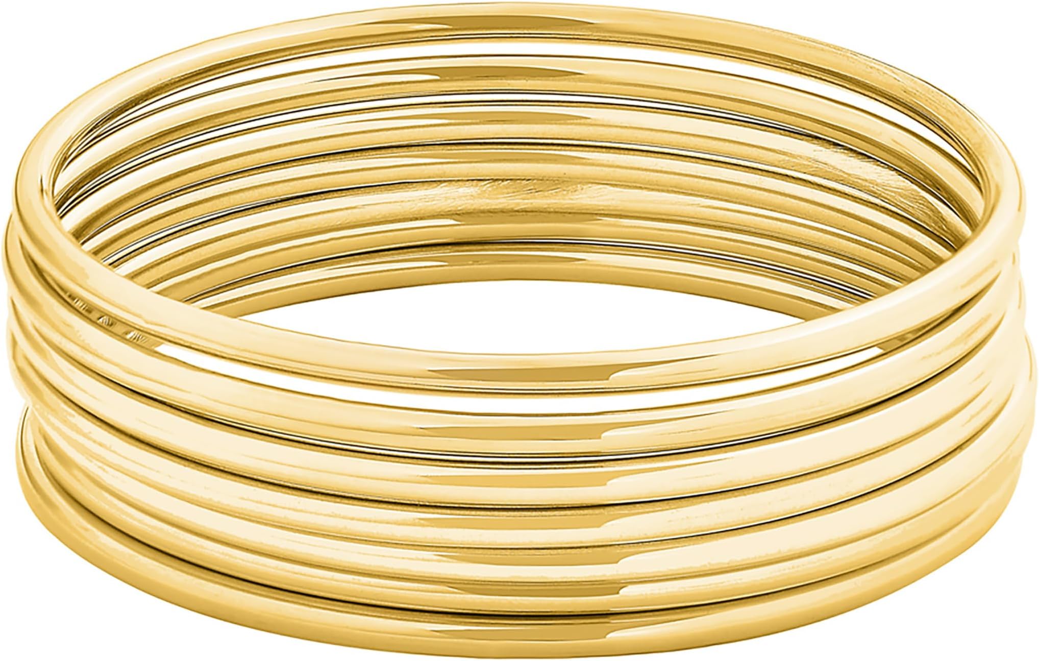 Glossy Thin Round Bangle Bracelet Set for Women, Set of 7
