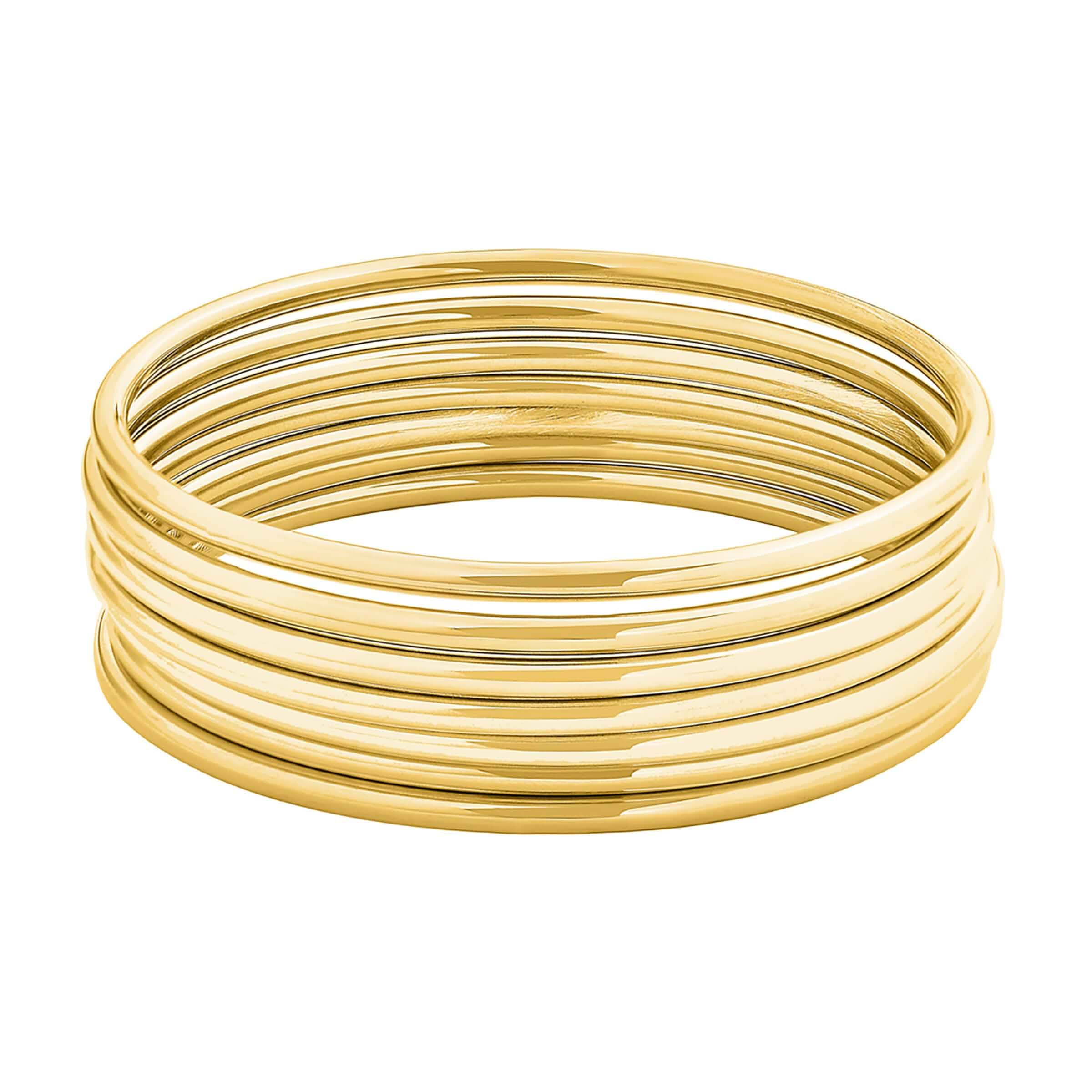 Edforce Stainless Steel Glossy Thin Round Bangle Bracelet Set for Women, Set of 7