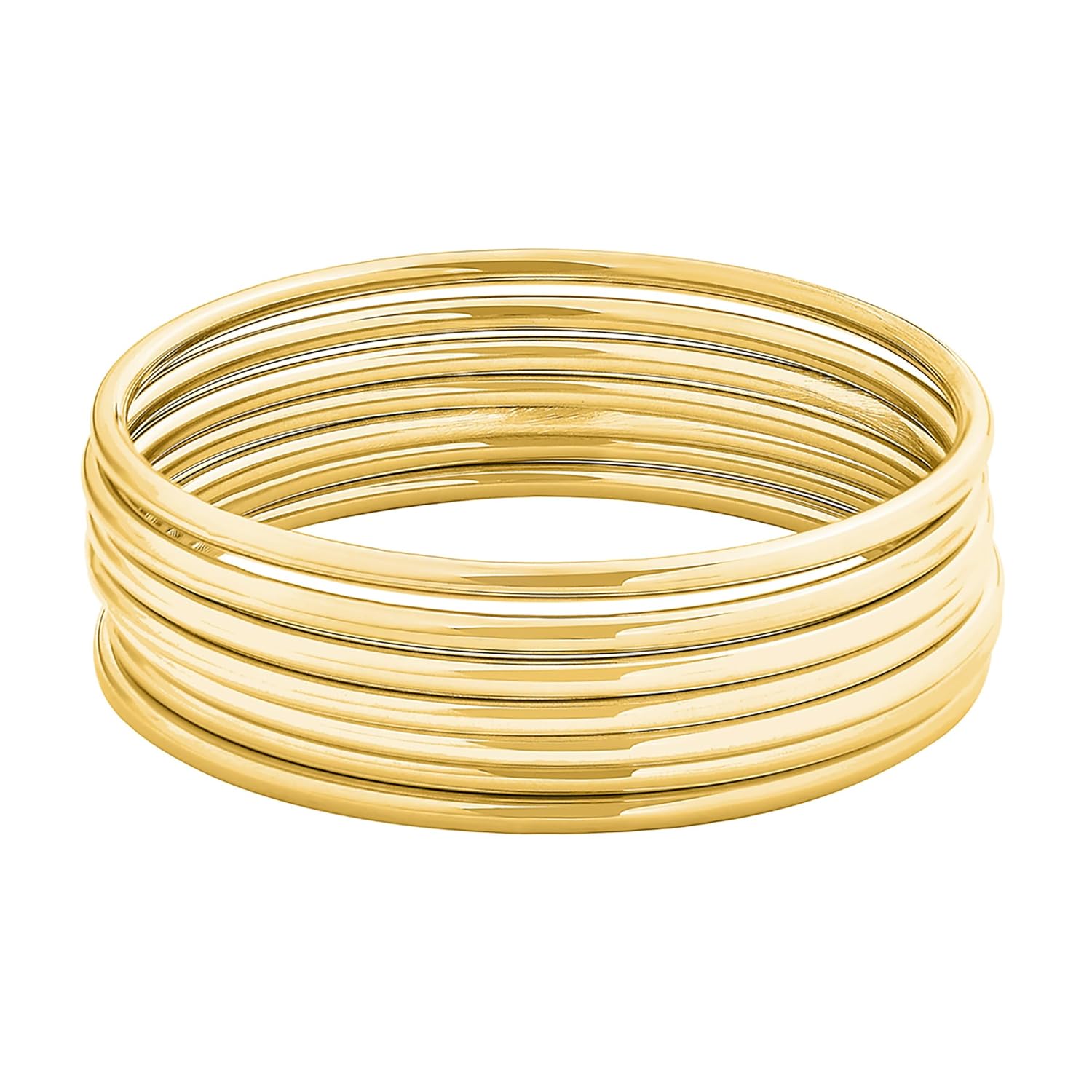 Edforce Stainless Steel Glossy Thin Round Bangle Bracelet Set for Women Set of 7