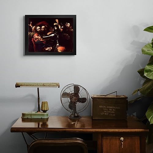 Miniatura 4 de Caravaggio Lost Cabin The Taking of Christ Impresión en marco plano negro Reproducción de pinturas de obras de arte finas Póster decorativo