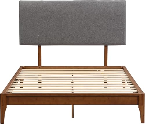 Miniatura 8 de Harper & Bright Designs Full Size Bamboo Platform Bed Frame, Wood Low Profile Platform Bed with Headboard, Noise Free, Brown