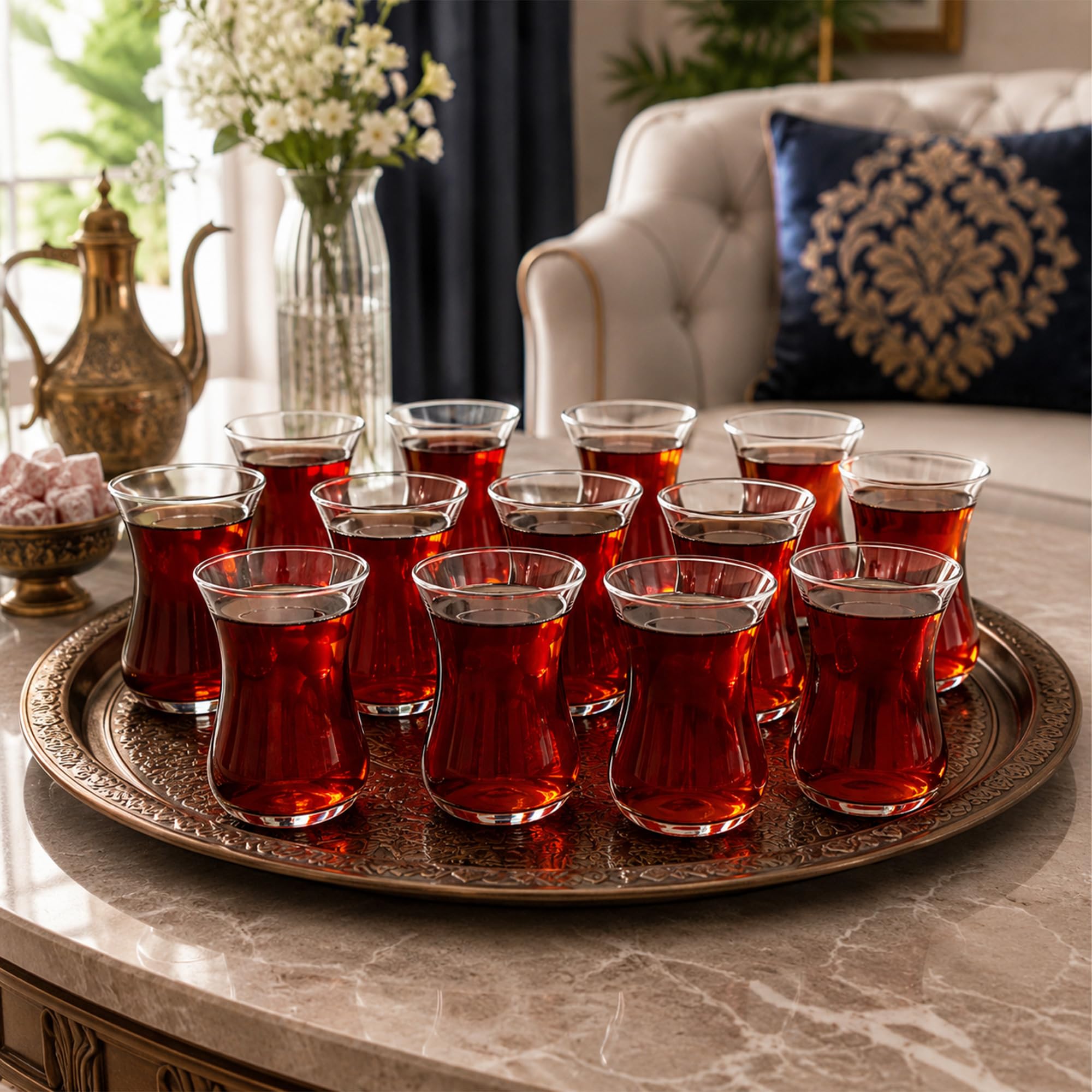 NORDIC SCHILLER Teegläser Set 120cc, (72 Teeglaser) Türkisches Teeglas, Glatt oder Strukturiert, Hitzebeständig, Authentisch, Hochwertiges Glas für Tee & Getränke