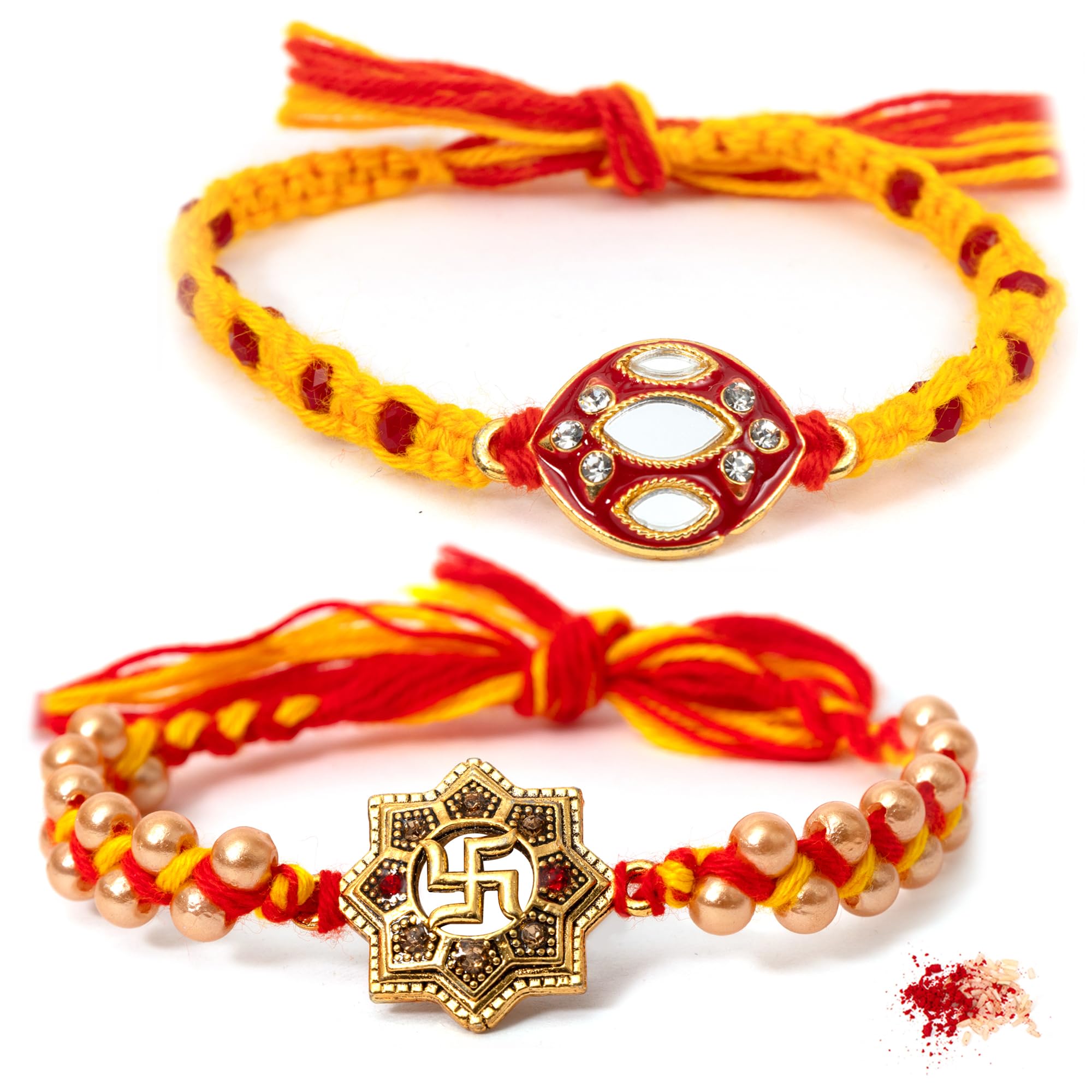 To The Nines Rakhi Set For Brother - Pack Of 4 Rakhis With Tilak & Greeting Card