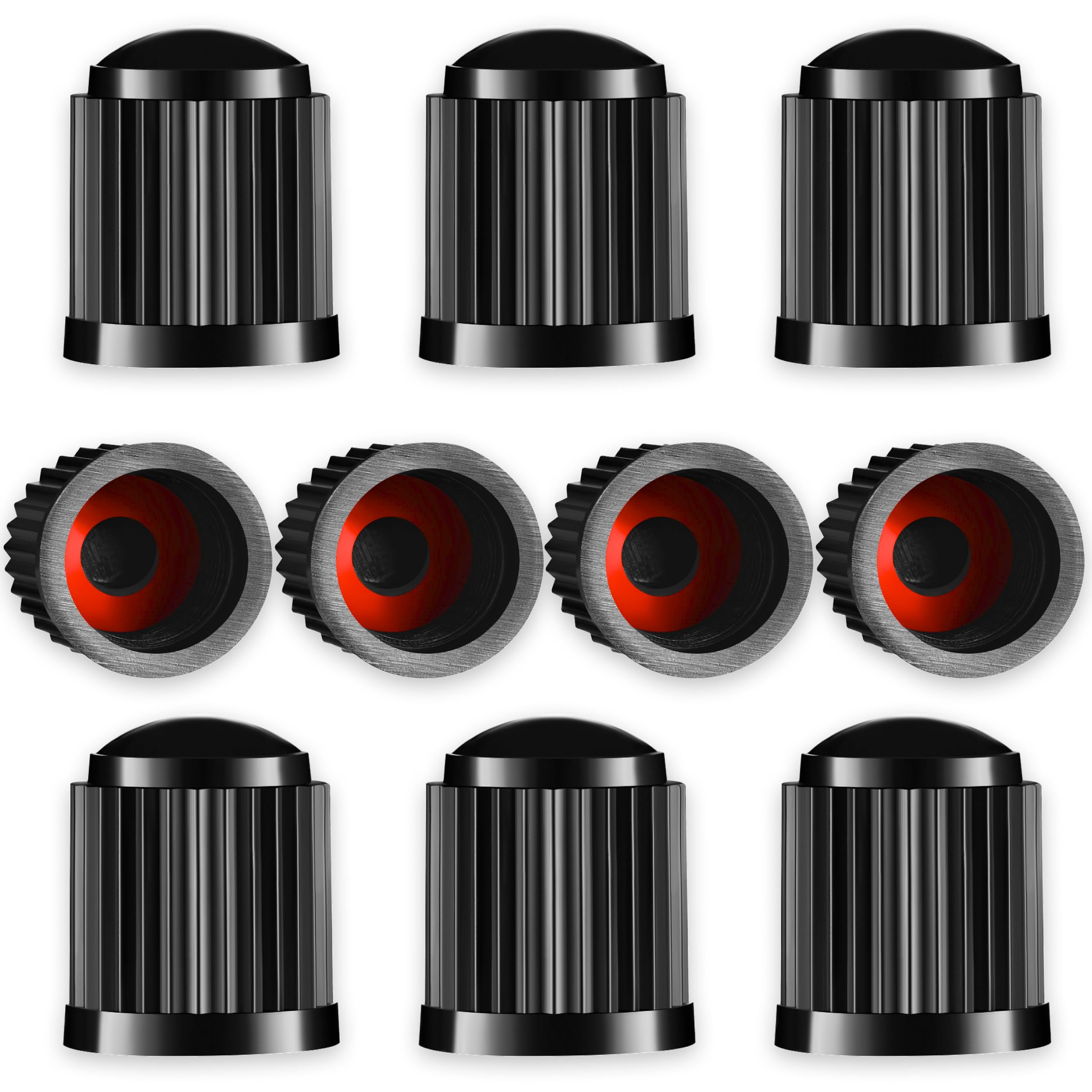 10 pcs dust cap, Tyre Valve Caps with O Seal Ring, Universal Stem Dust Covers for SUV, Cars, Bike, Motorcycles, Trucks, Heavy-Duty, Airtight Seal, Screw-On, Easy to Operation (Pack of 10)