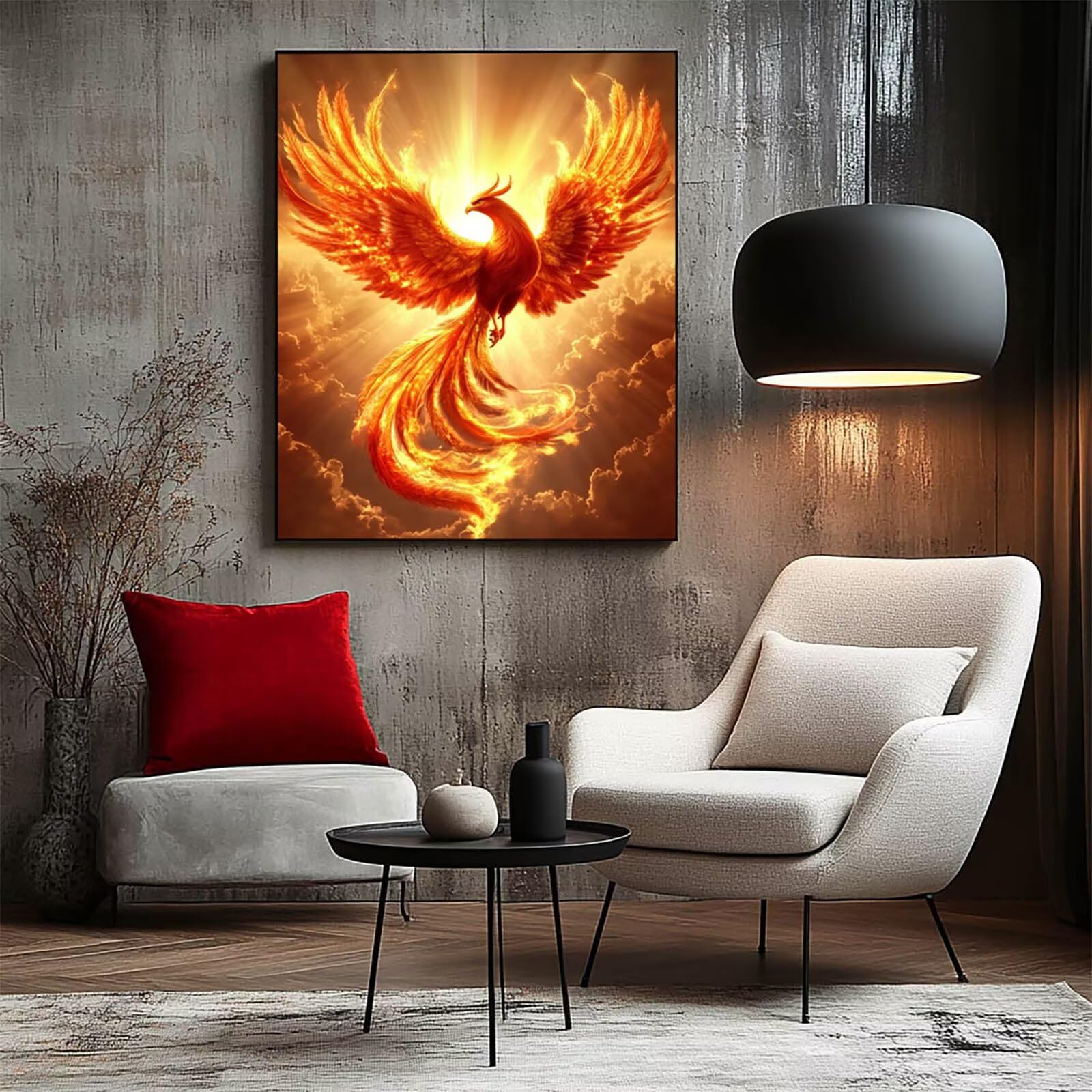 LSJ-6986 Malowanie po numerach, dla dorosłych, Phoenix, malowanie po numerach, ptaki, 102 x 137 cm, hobby DIY dla dorosłych kobiet, malowanie na płótnie farbą akrylową i pędzlami, zestaw artystyczny