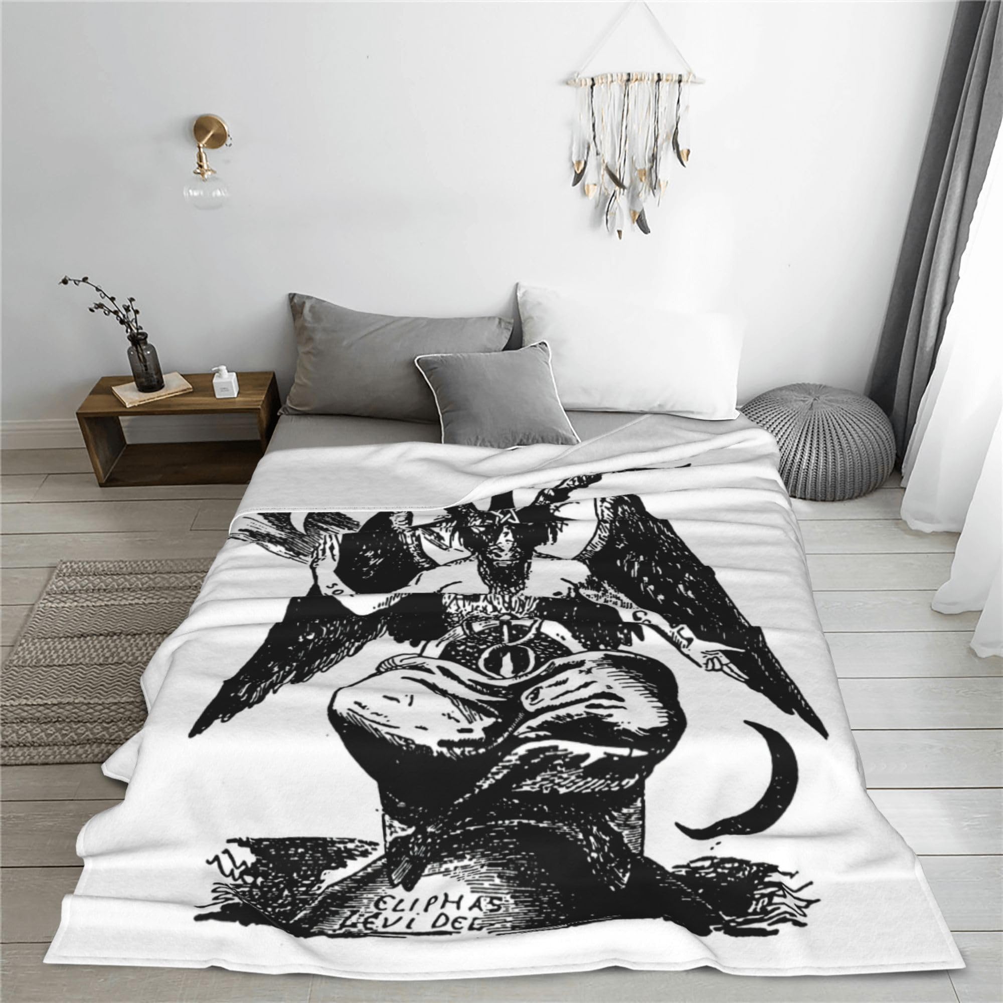 NLWQEKV Baphomet Satan Devil Coperta in pile super morbida e calda, comoda coperta di flanella, coperta per quattro stagioni adatta per camera da letto e divano