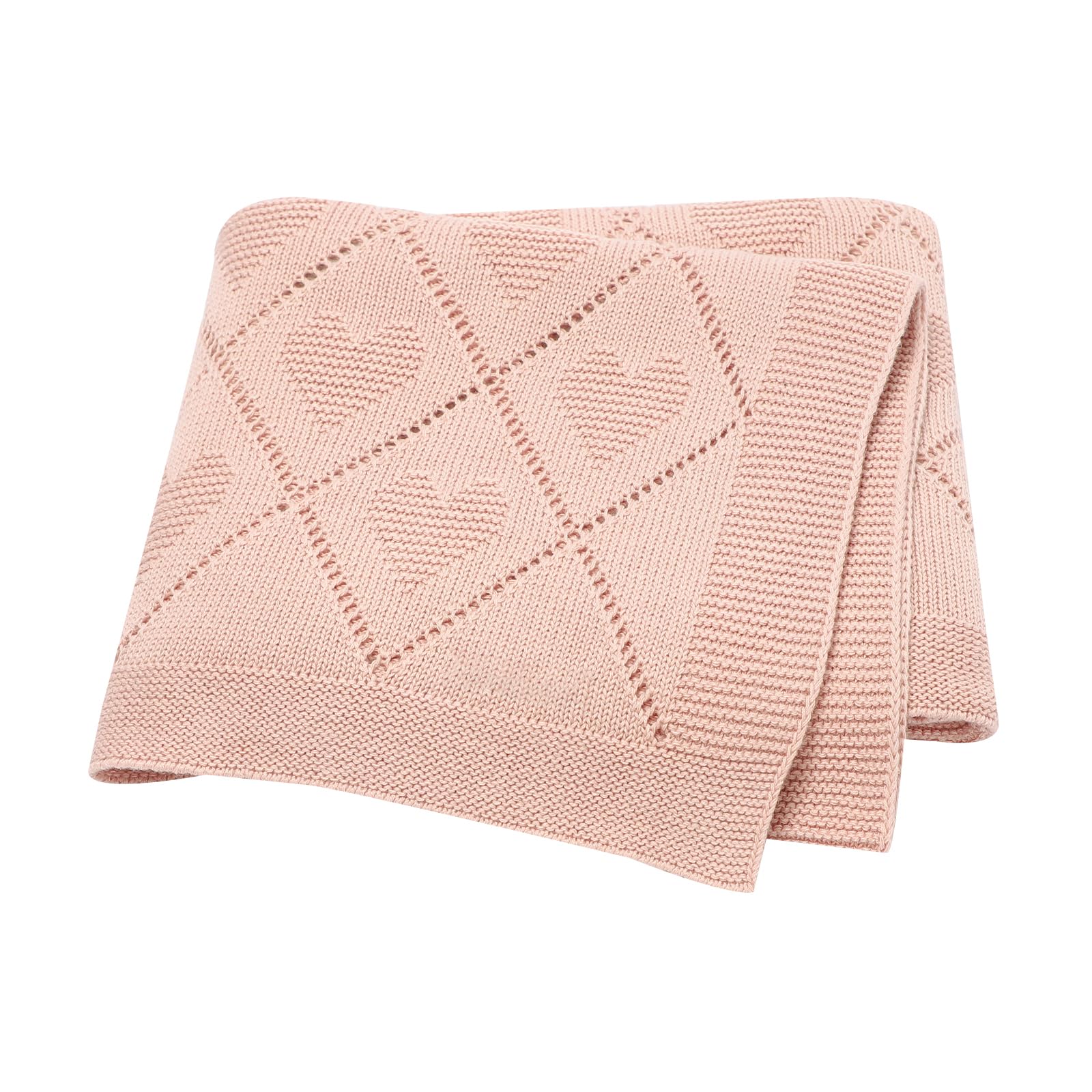Hadetoto Pink Baby Blanket 100% Cotton Baby Cellular Blanket