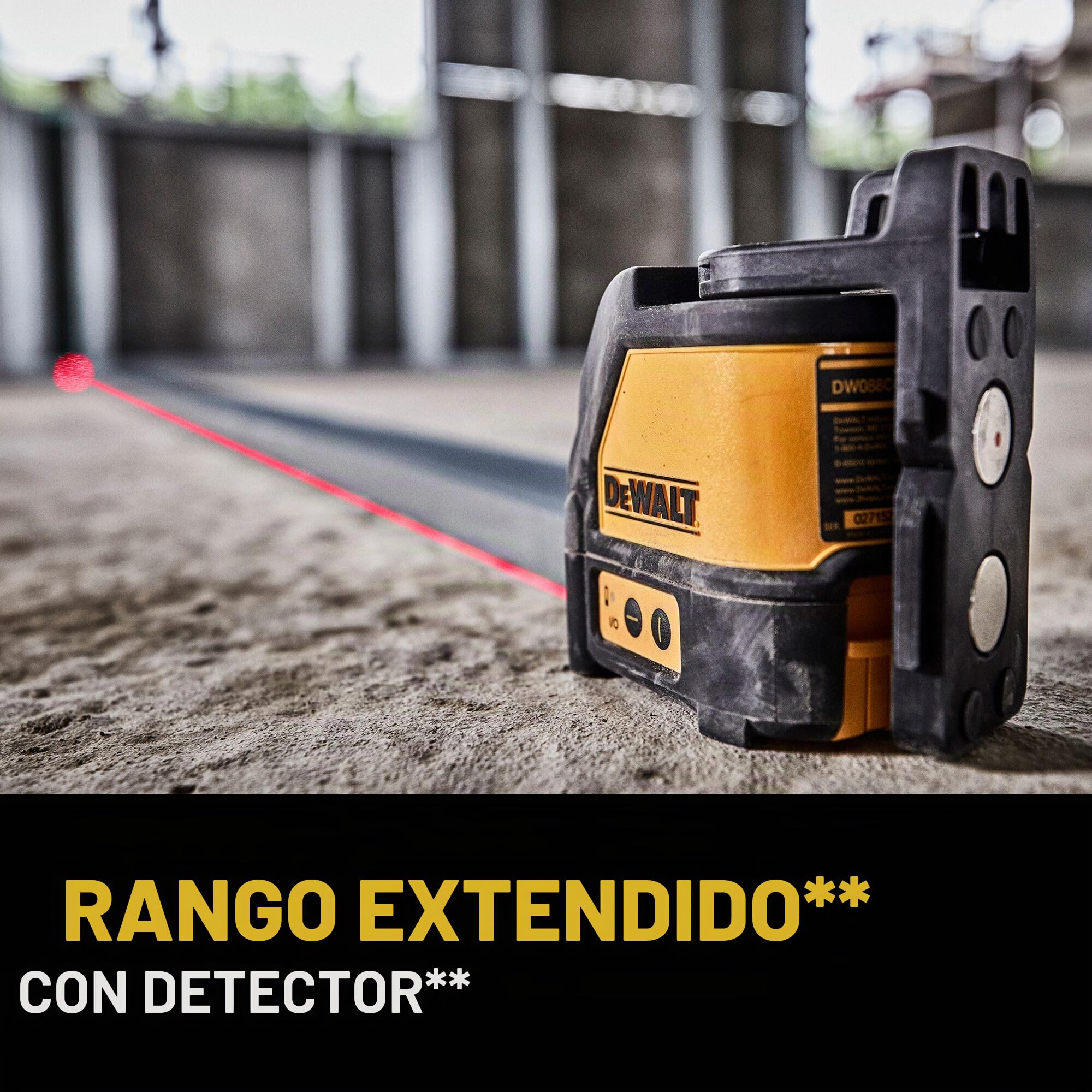 DEWALT DW088K-XJ - Láser Autonivelante de 2 Líneas en Cruz, Alcance de 15m, Base Pivotante, Precisión +/-3mm/10m, Compatible con Detector DE0892, Maletín y Pilas AA Incluidas