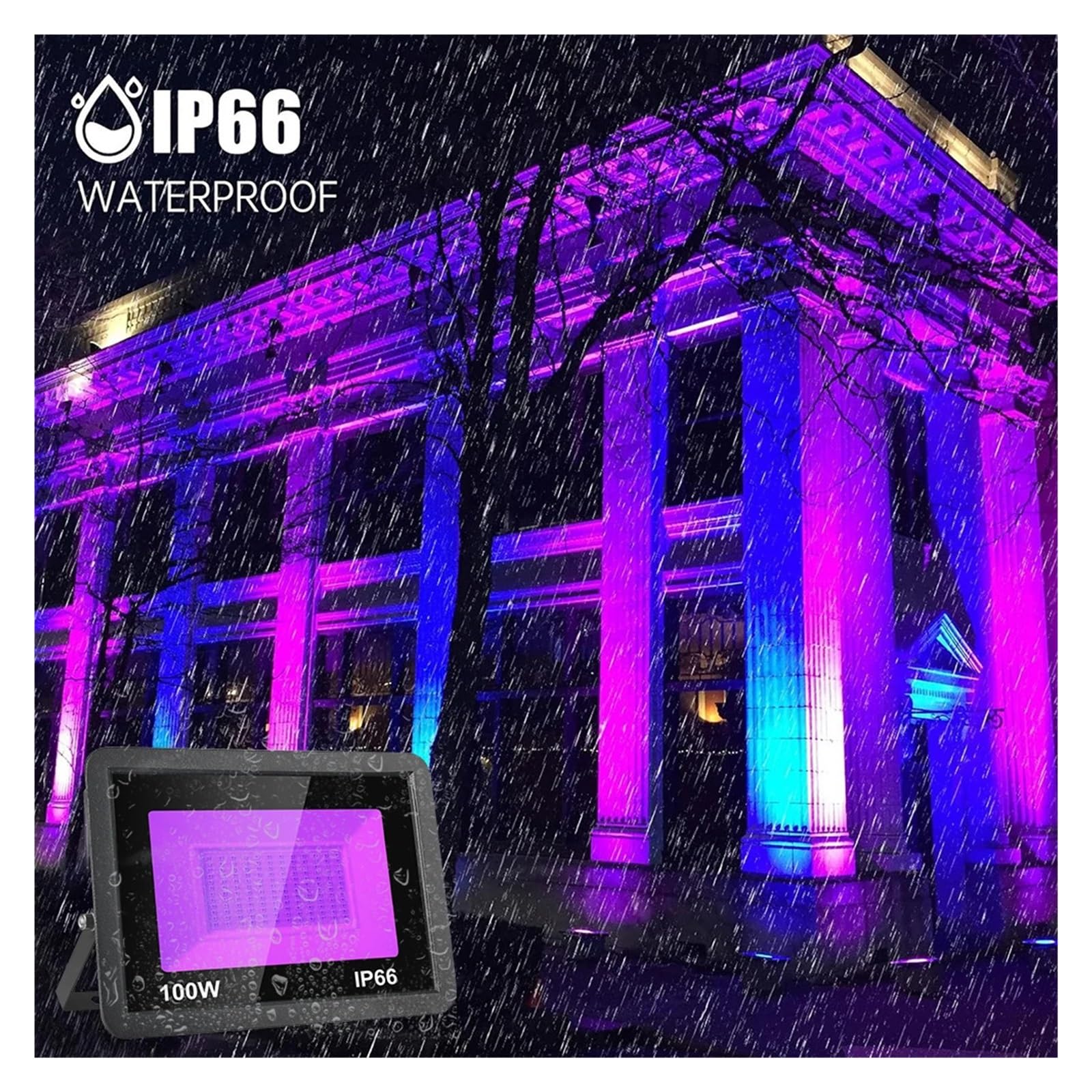 Naświetlacze LED, 150W UV 395nm Czarne Światło, Ultrafioletowe Światło Halonowe, Halloween Xmas Glow Party Fluorescencyjny Plakat Etap Taniec Dyskotekowy Wystrój Akwarium Jasne światło Robocze (Color