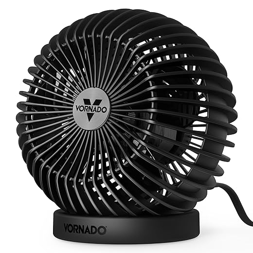 Vornado SPHERE Personal Adjustable Fan, Quiet Operation, Targeted Cooling Airflow, 2 Speed Settings, Manual Control, Detachable Base, Fan for Desktop, Nightstand, and Office, Black