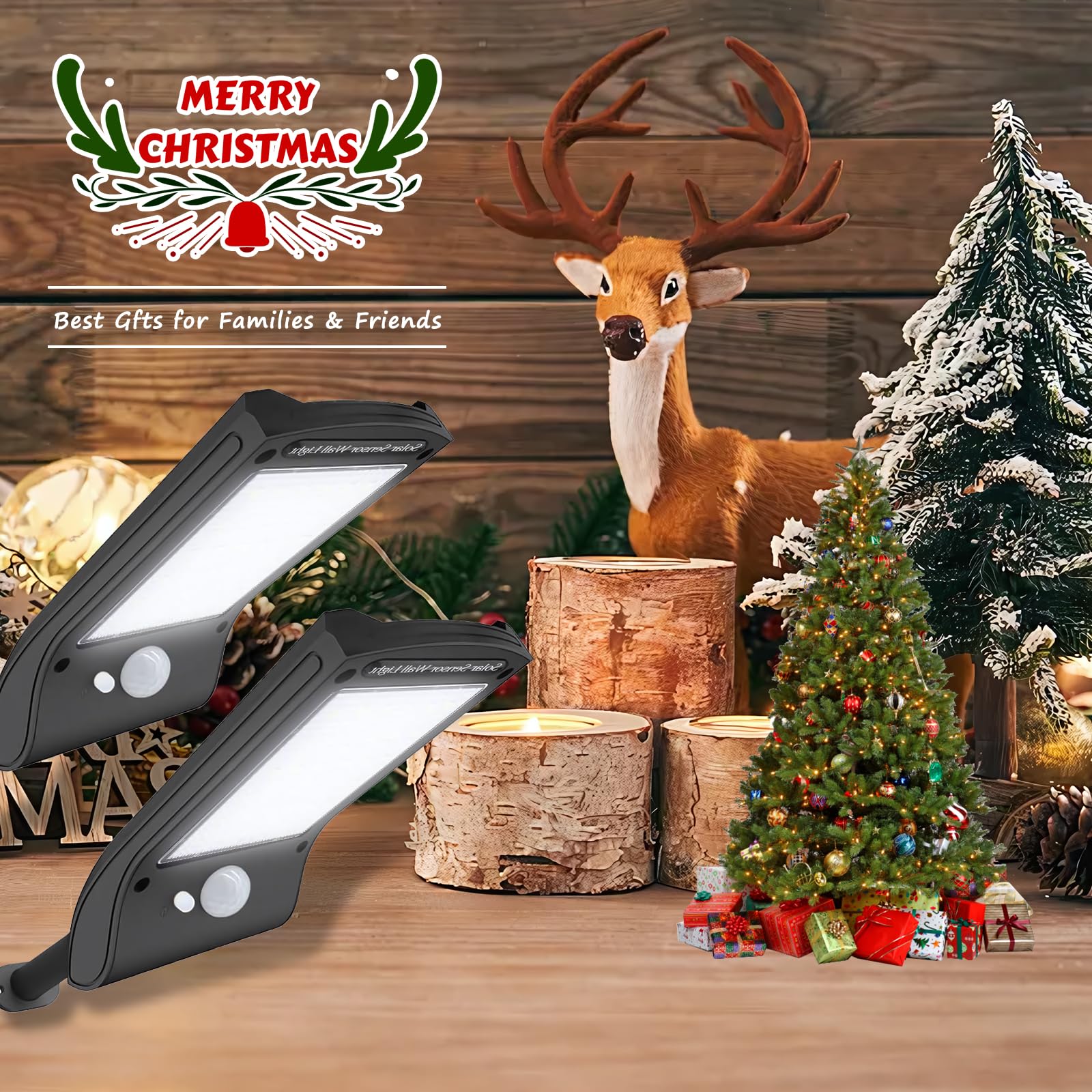 Bruture Luci Solari,36 Led Lampada Wireless ad Energia Solare da Giardino con Sensore di Movimento,IP65 Impermeabile Solar Lights (2 Pack)