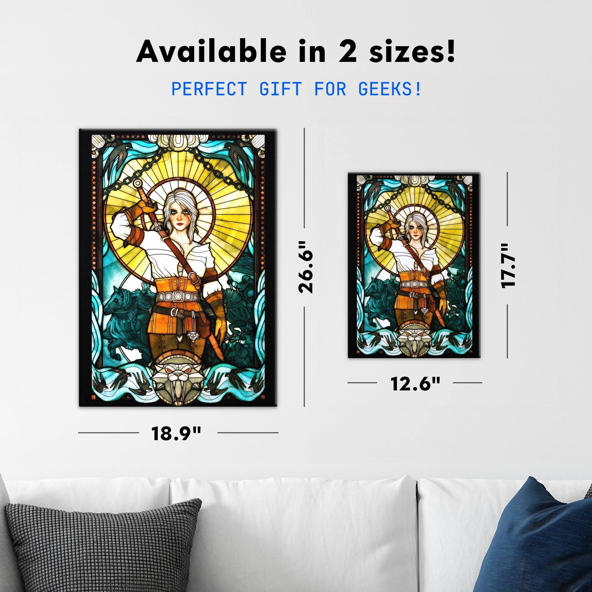 Displate Metallposter The Witcher 3 - Stained Glass - Ciri Plakat - Spielzimmer Zimmer Deko - Bilder Schlafzimmer - Geschenk - Wanddeko Metall Poster 32 cm x 45 cm