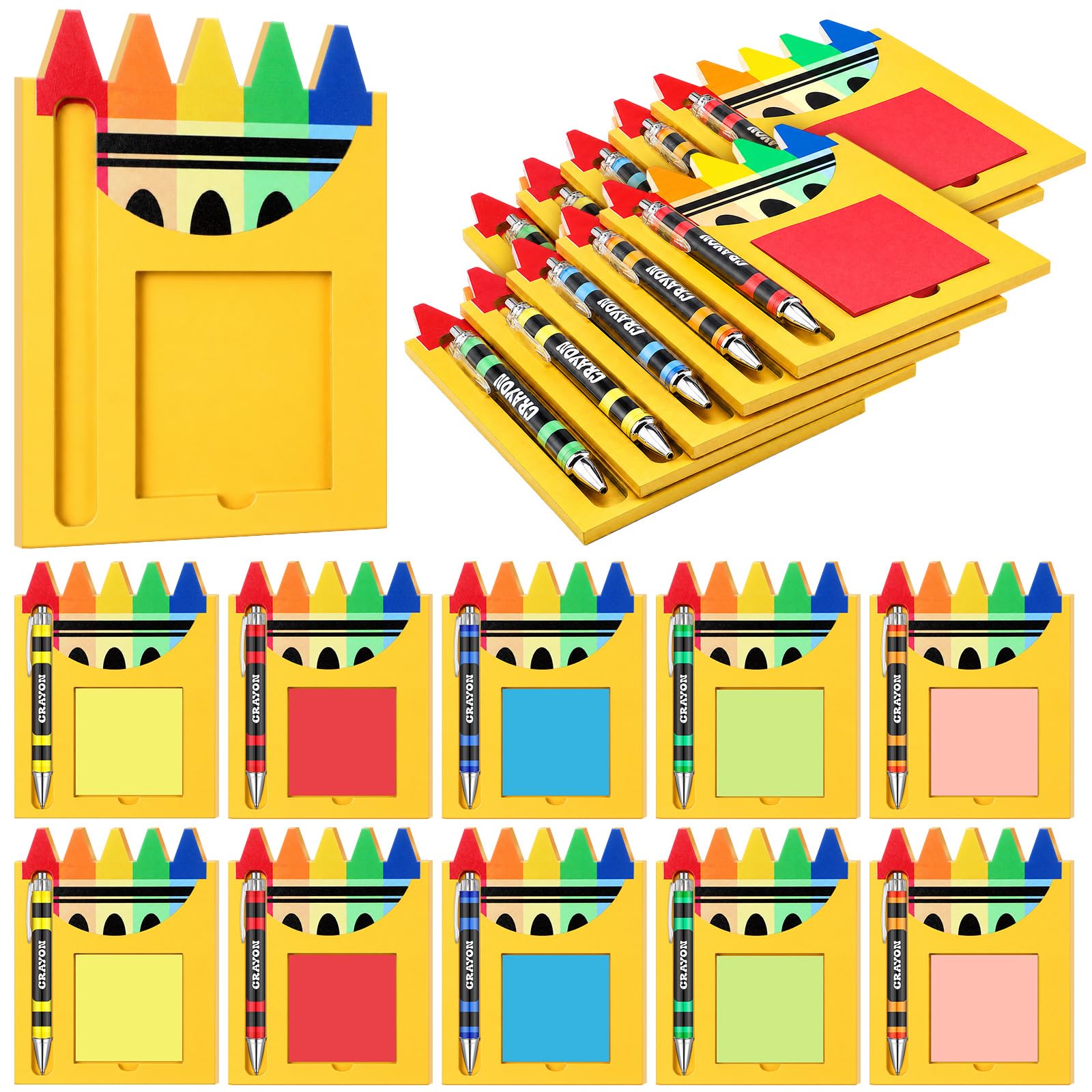 Kosiz 10 Set Wooden Sticky Note Holder Kit, Crayon, Multicolor