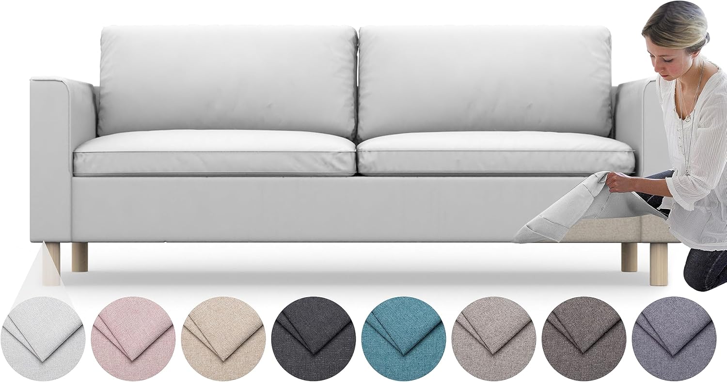 comfortly | Cover for Parup 3 Seat Sofa, Replacement Slipcover, Heavy Duty 5 pcs Cover, Pets and Stain Proof Durable Nano-Tech Fabric, Easy to Clean & Replace (Cashmere Blends - Rabbit)
