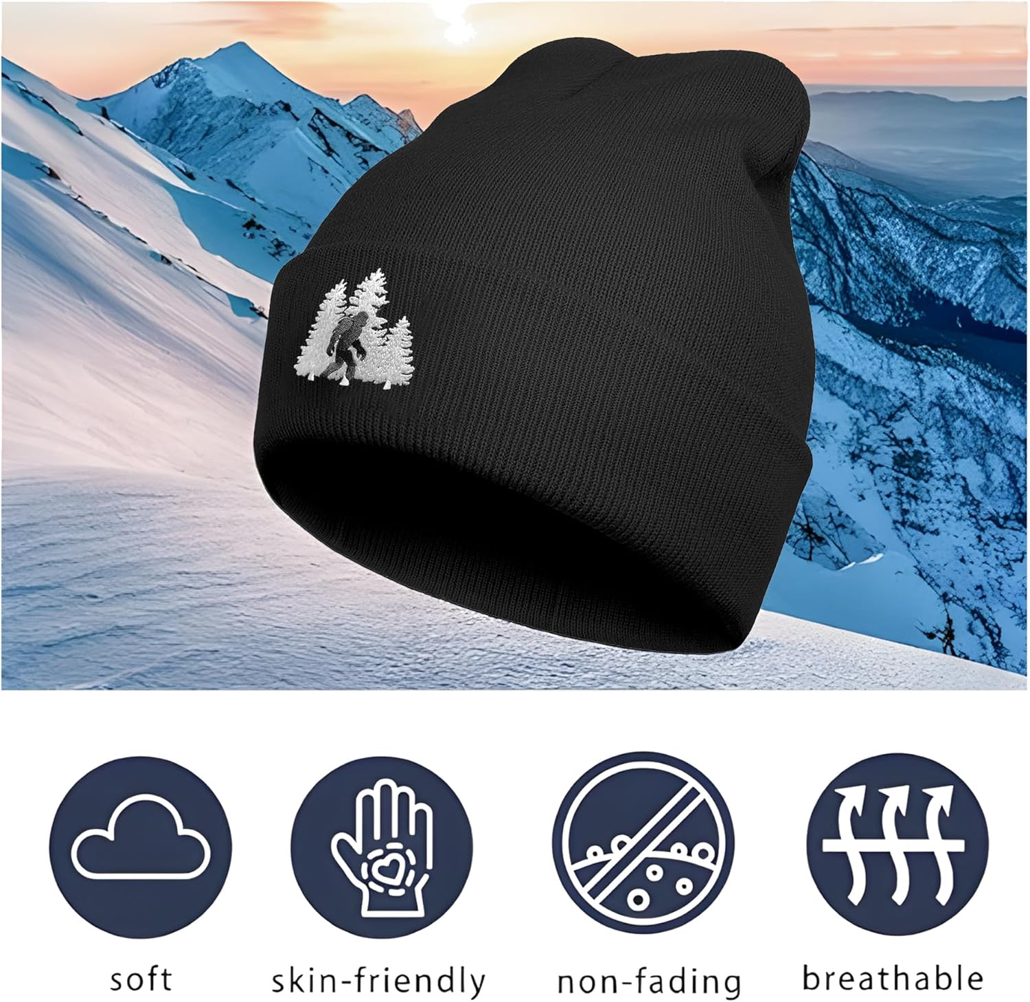 Bigfoot Beanie Hat - Sasquatch Hat - Winter Knit Cuffed Beanies Hats for Men & Women - Image 4