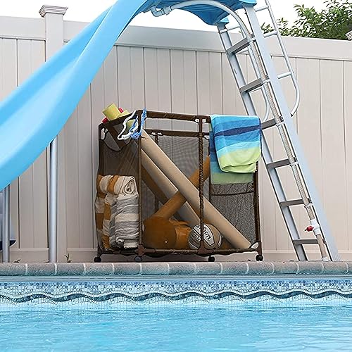 Miniatura 6 de Essentially Yours Flotadores de piscina, bolas, juguetes y equipos, organizador de malla rodante, grande, (35 pulgadas de ancho x 25.4 pulgadas de