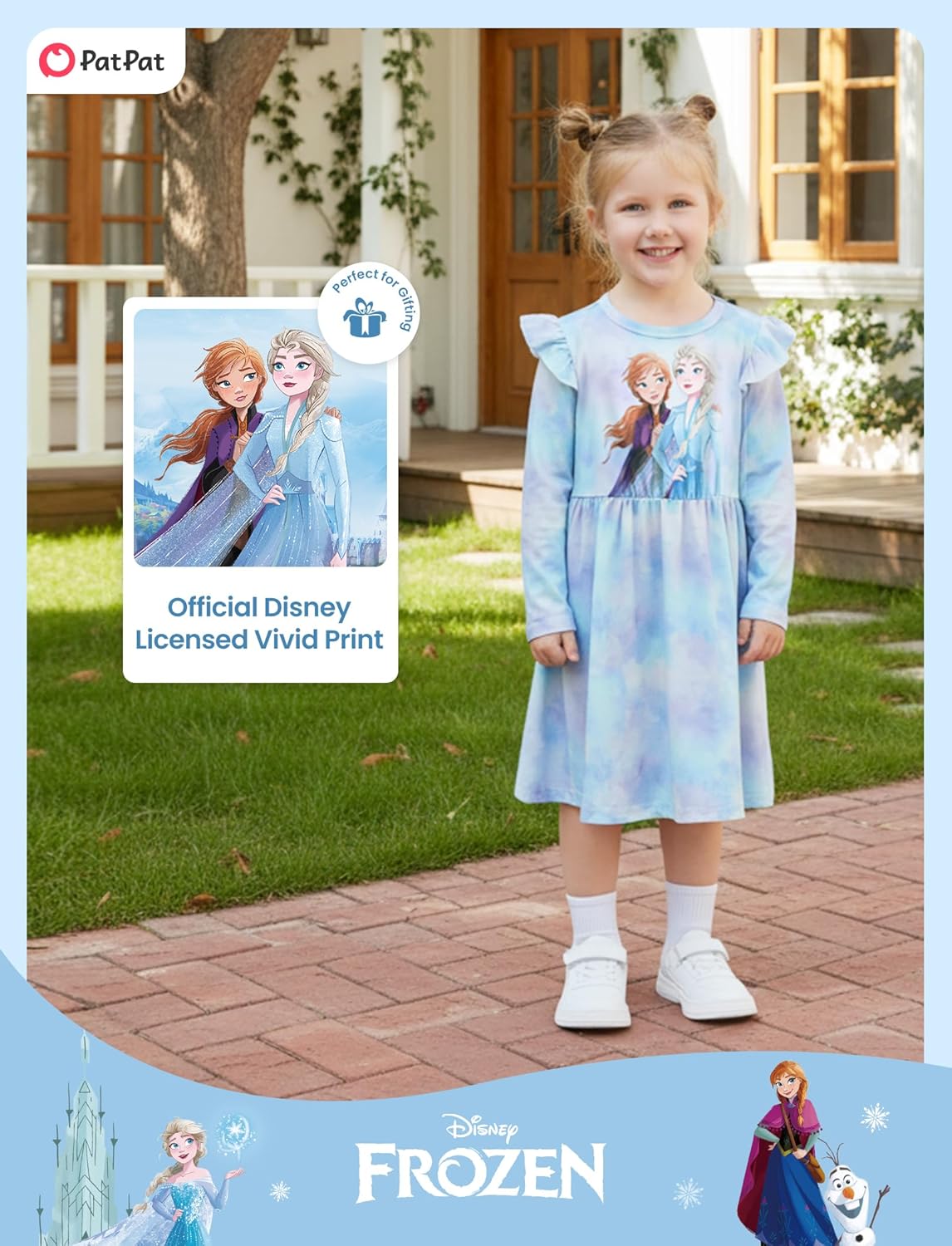 Disney Princess Frozen Elsa Minnie Mickey Stitch Ruffle Sleeve Dress A Line Long Sleeve Kids Clothes Baby to Toddler - Image 5