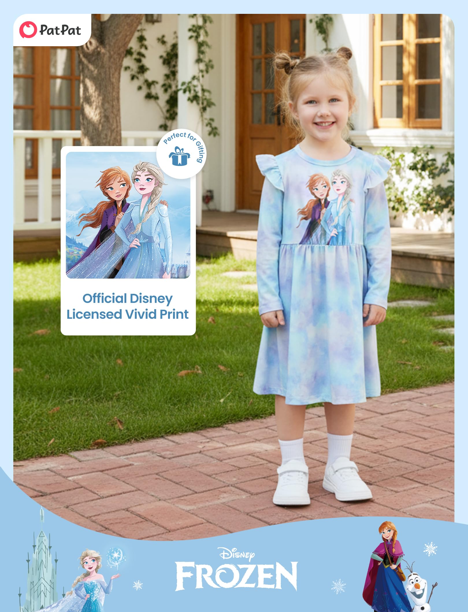 Disney Księżniczka Kraina Lodu Elsa Minnie Mickey Stitch Falbany Rękaw Sukienka Linia Z Długim Rękawem Ubrania Dla Dzieci Dziecko Dla Malucha