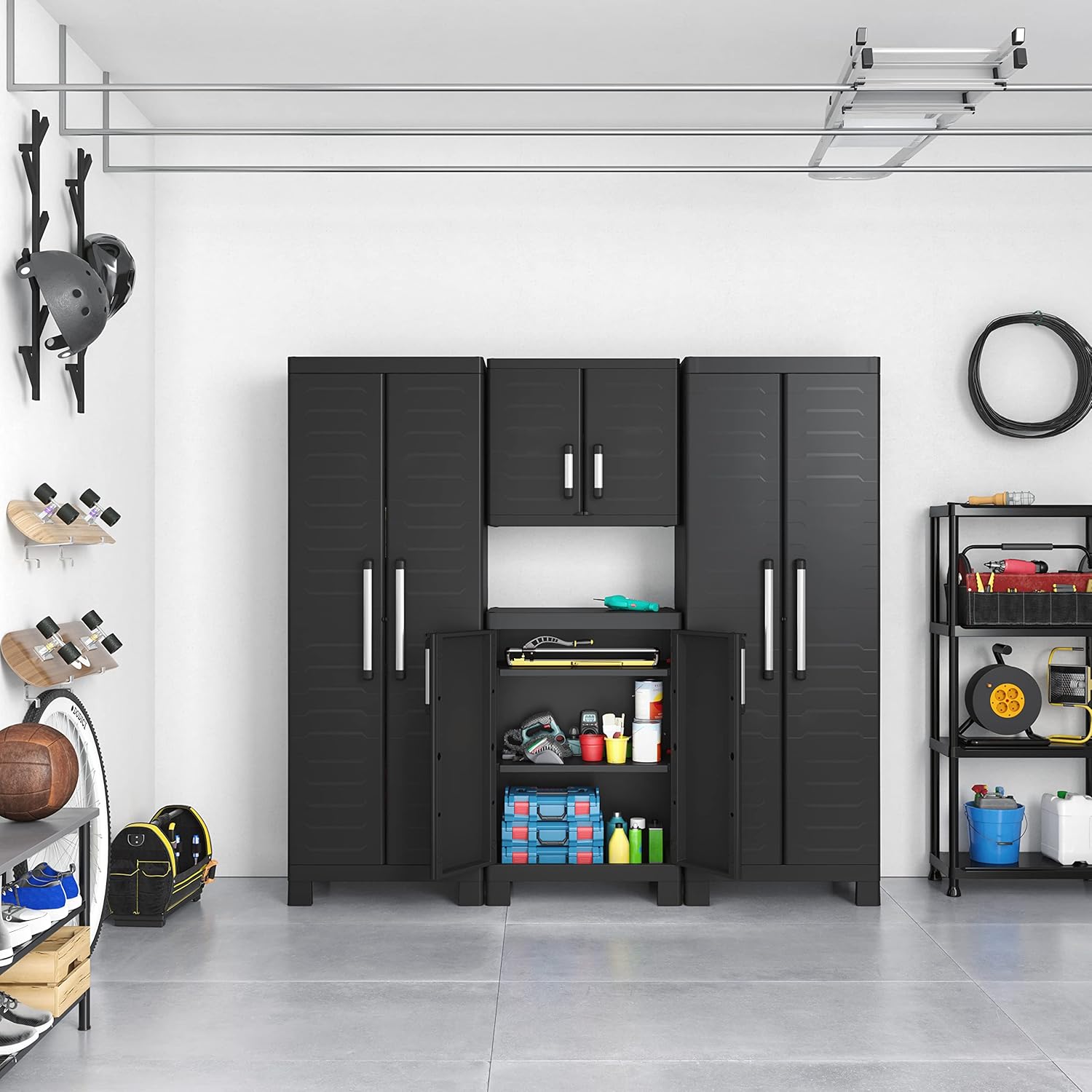 Keter Detroit Multipurpose Storage Cabinet in a garage setting