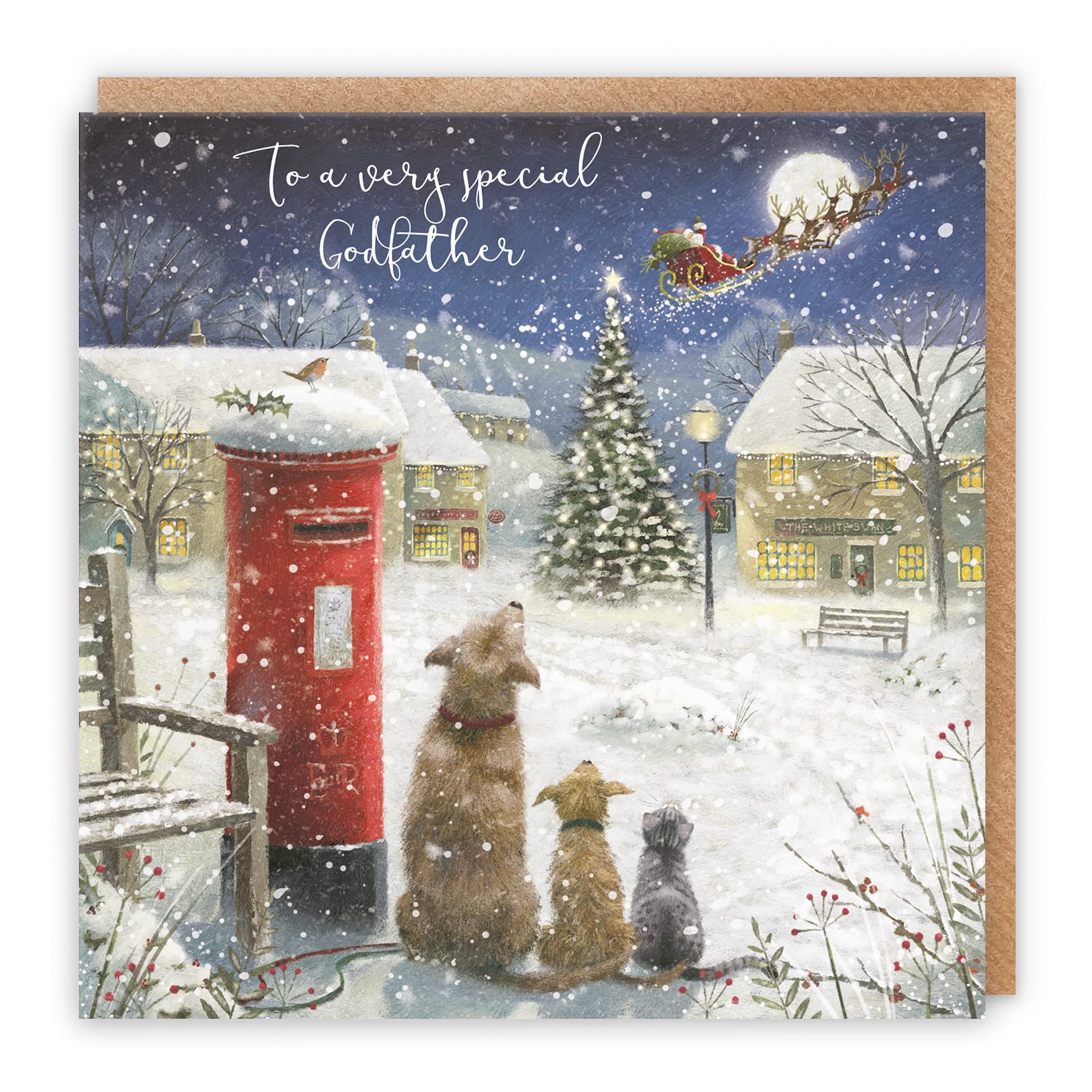 Hunts England Godfather Stunning Artistic Christmas Card - To A Very Special Godfather - Magical Christmas - Milo's Gallery Collection