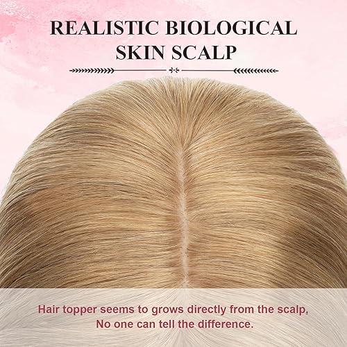 Miniatura 3 de TESSHAIR Toppers de cabello humano real de 12 pulgadas para mujer, extensiones de cabello con clip de base de seda de 150 % de densidad, piezas de