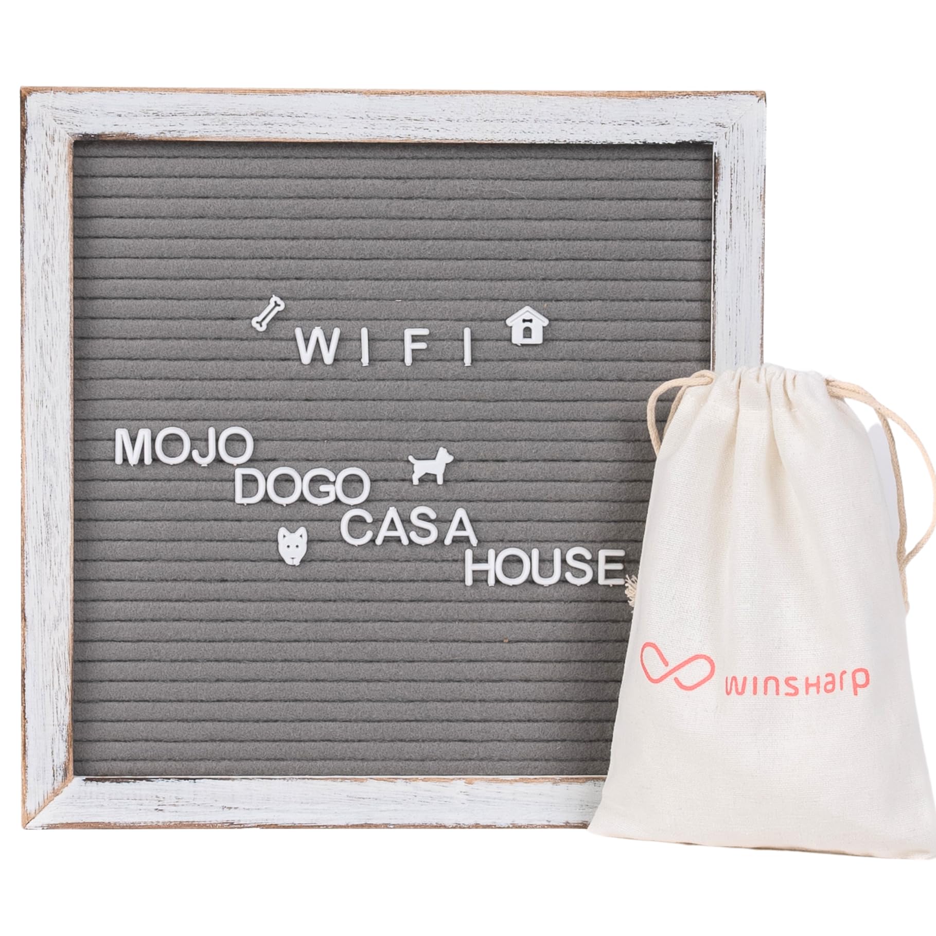 Gray Felt Letter Board 10"x10" White Rustic Wooden Frame Letter Board White Letters Premium Changeable Sign Boards Home Decor Motivational Quotes Baby Announcement Price Menu List Message With Stand