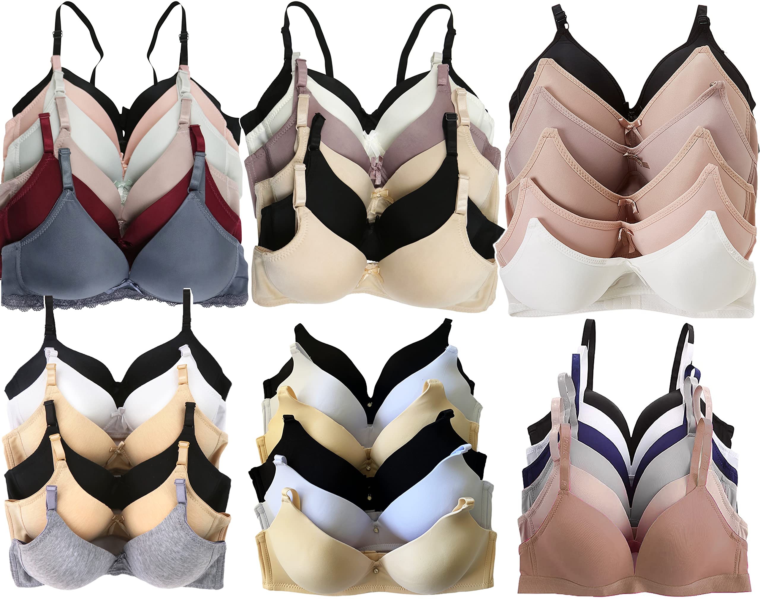 ToBeInStyleWomen's Pack of 6 Random Assorted Print Bras (Sizes 30A to 46DDD)