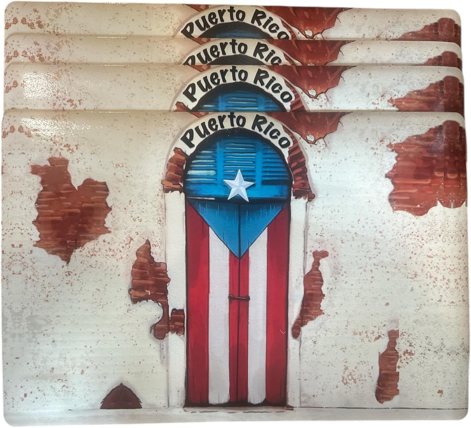 Placemats Puerto Rico Map Pueblos Set of 4