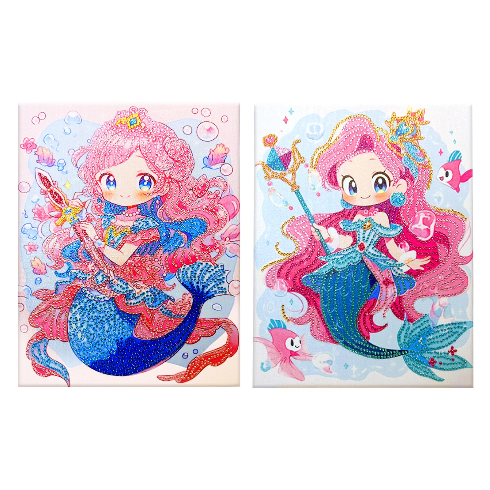 2 piezas Pintura de Diamante 5d con Marco de Madera diamond painting niños 23x30cm 5d diamond painting niños kit completo, para Decoración de Paredes Interiores