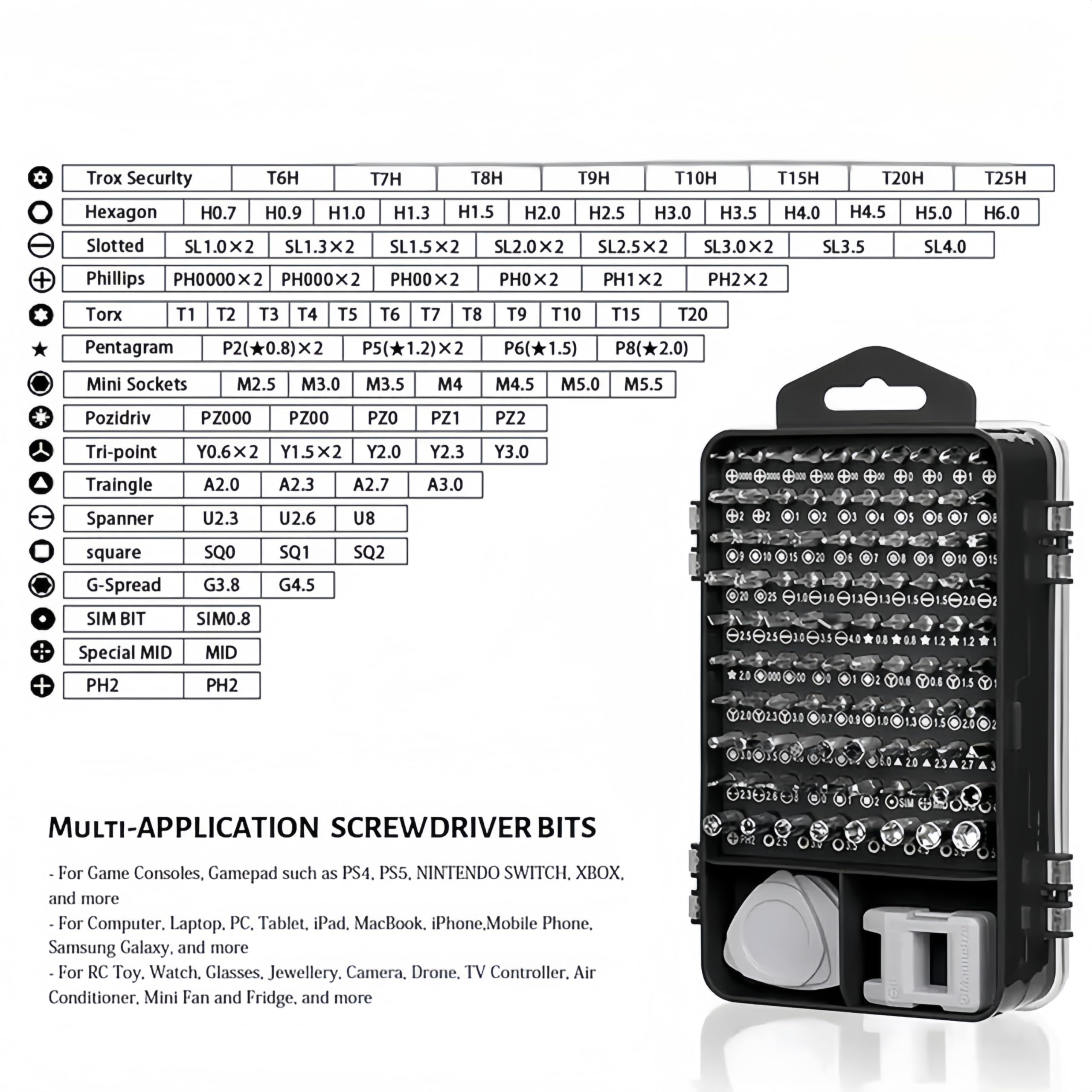 Juego de destornilladores de precisión pequeños de 115 piezas, kit de herramientas de reparación del hogar para teléfono, computadora, reloj, consola, lentes, electrónicos — view 2