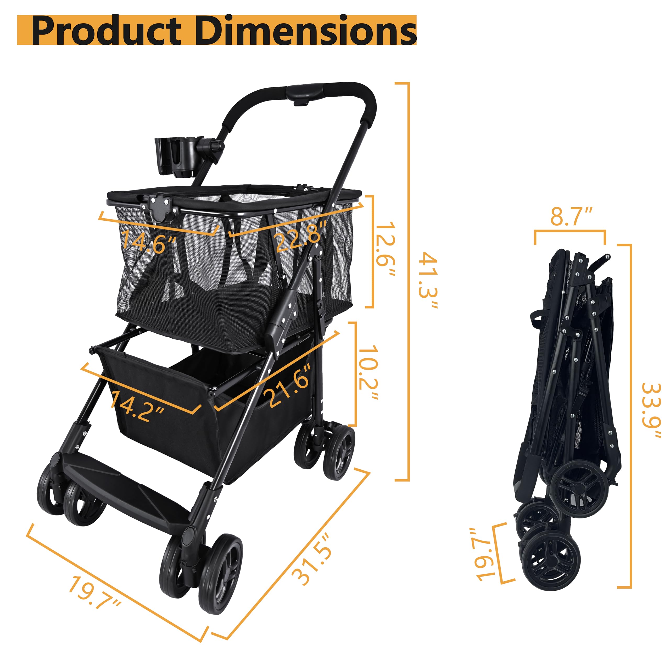 Amazon.co.jp: 車輪付きポータブル折りたたみ式ショッピングカート 80