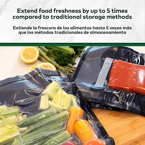 Miniatura 6 de Bolsas resellables con cierre al vacío de 11 x 24 pulgadas (50 unidades) de 5.5 mil (negro y transparente), sin BPA, de grado comercial, para