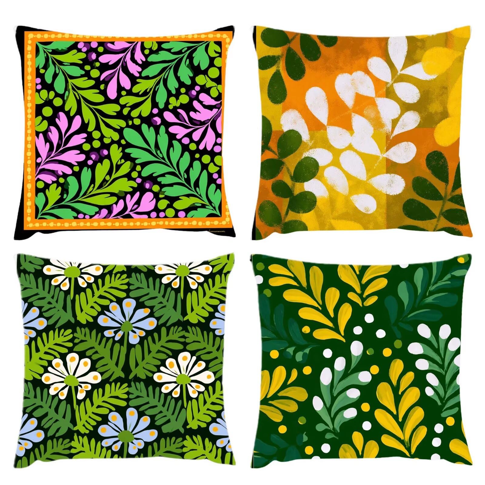 Set di 4 Foglie Verde Cuscini Per Divano, Cuscini Divano 60x60, Esterno Impermeabili Velluto cuscino, Decorativi in esterni Moderni Arredo Copricuscini Soggiorno da Letto letti sedie giardini s-550