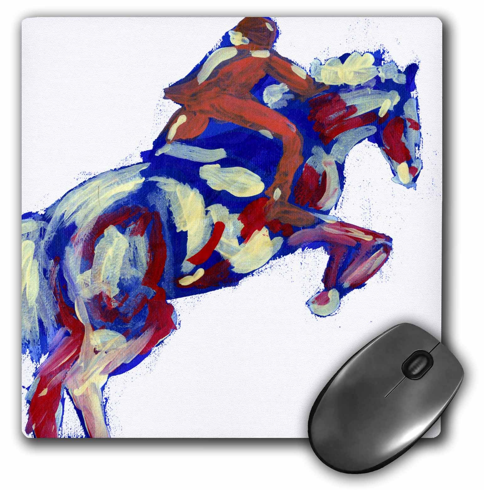 Horse Jumping Abstract Blue White Orange theme - Mouse Pad, 8 by 8 inches (mp_156260_1)