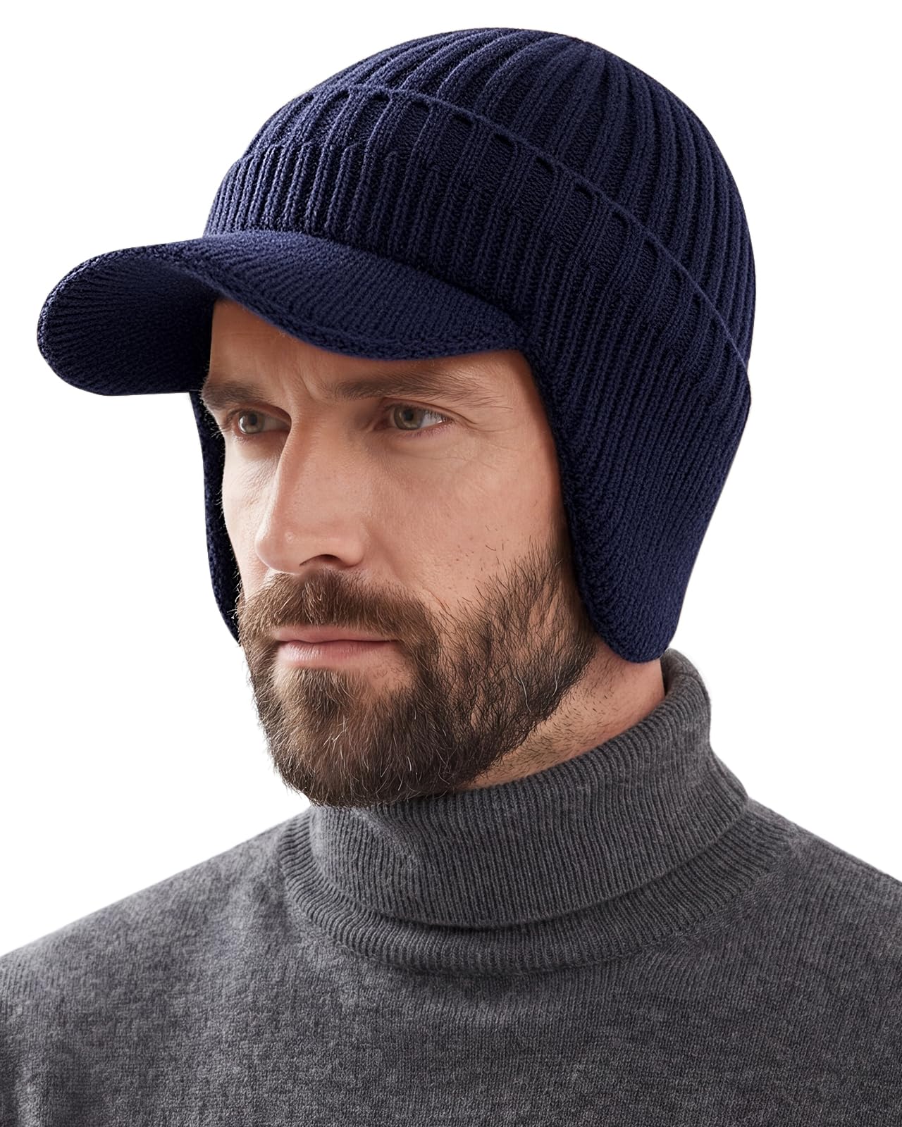 Wintermütze mit Visier und Ohrenklappen für Herren,Dickes Warmes Futter | Wärmende Fleece-Mütze,Kompletter Ohrenschutz,schützt vor Sonne,Schnee,für Winter & Outdoor,Geschenk für Männer