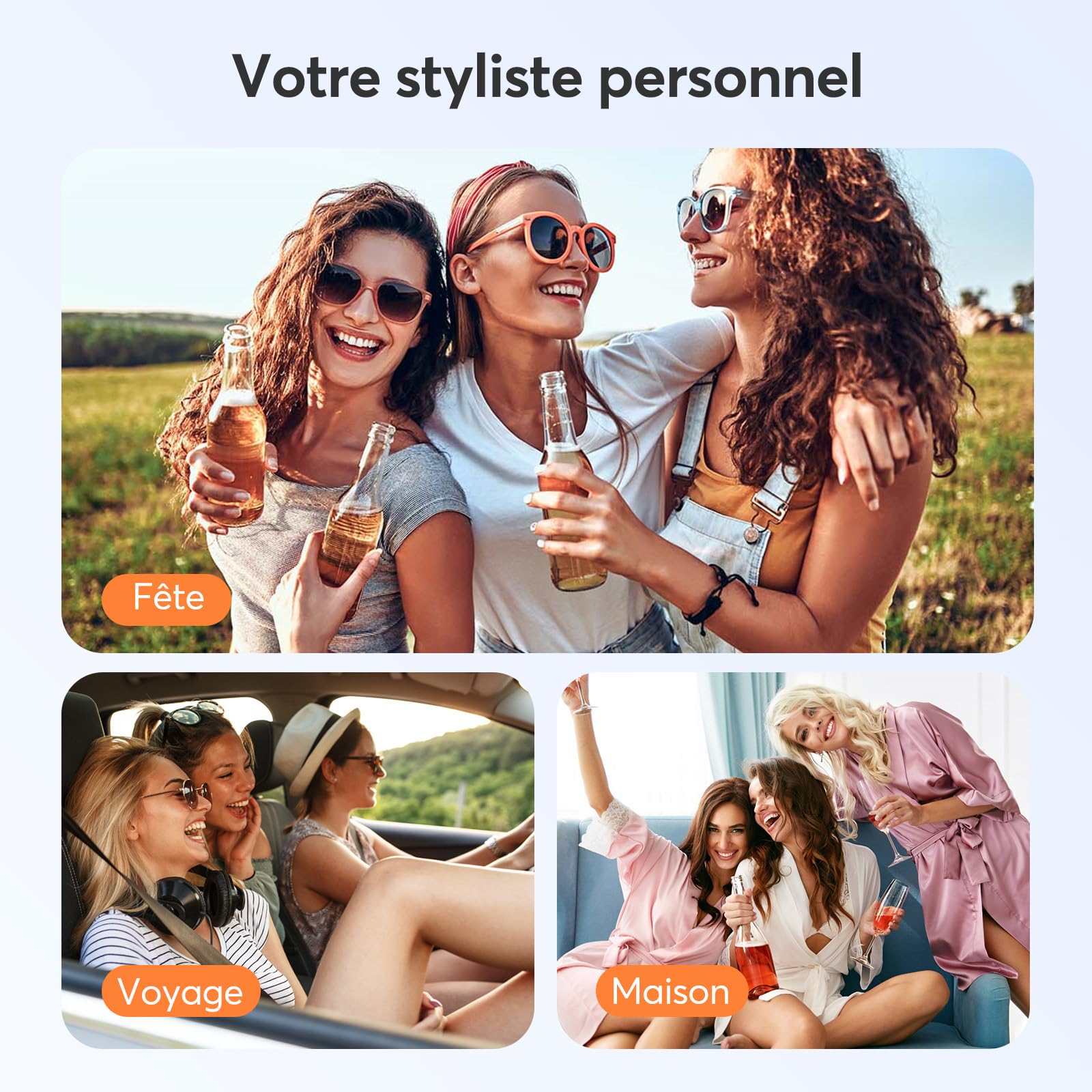 Bopcal Hair Styler 5 en 1, Seche Cheveux Professionnel 110000 RPM, Brosse Soufflant avec Ionique, Fers à Boucle Automatique pour les Boucles, le Volume et le Lissage