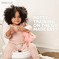 Vista 6 de Jool Baby Asiento de entrenamiento para ir al baño plegable para viaje para niños, se adapta a inodoros redondos y ovalados, ventosas Rosa