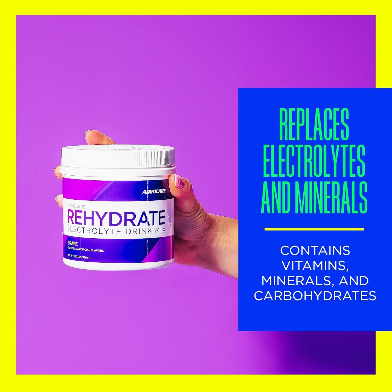 AdvoCare Rehydrate - Electrolyte Drink Mix - Includes Magnesium, Sodium, Potassium & Calcium - Antioxidant & Amino Acid Fortified - Supports Hydration & Recovery - Grape, 12.7 oz