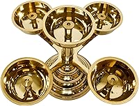 Vista 4 de Panchadeep Bhadradeepam de latón puro de 5 caras Akhand Jyothi Diya para Pooja & Home Temple (1.75 pulgadas, paquete de 1)