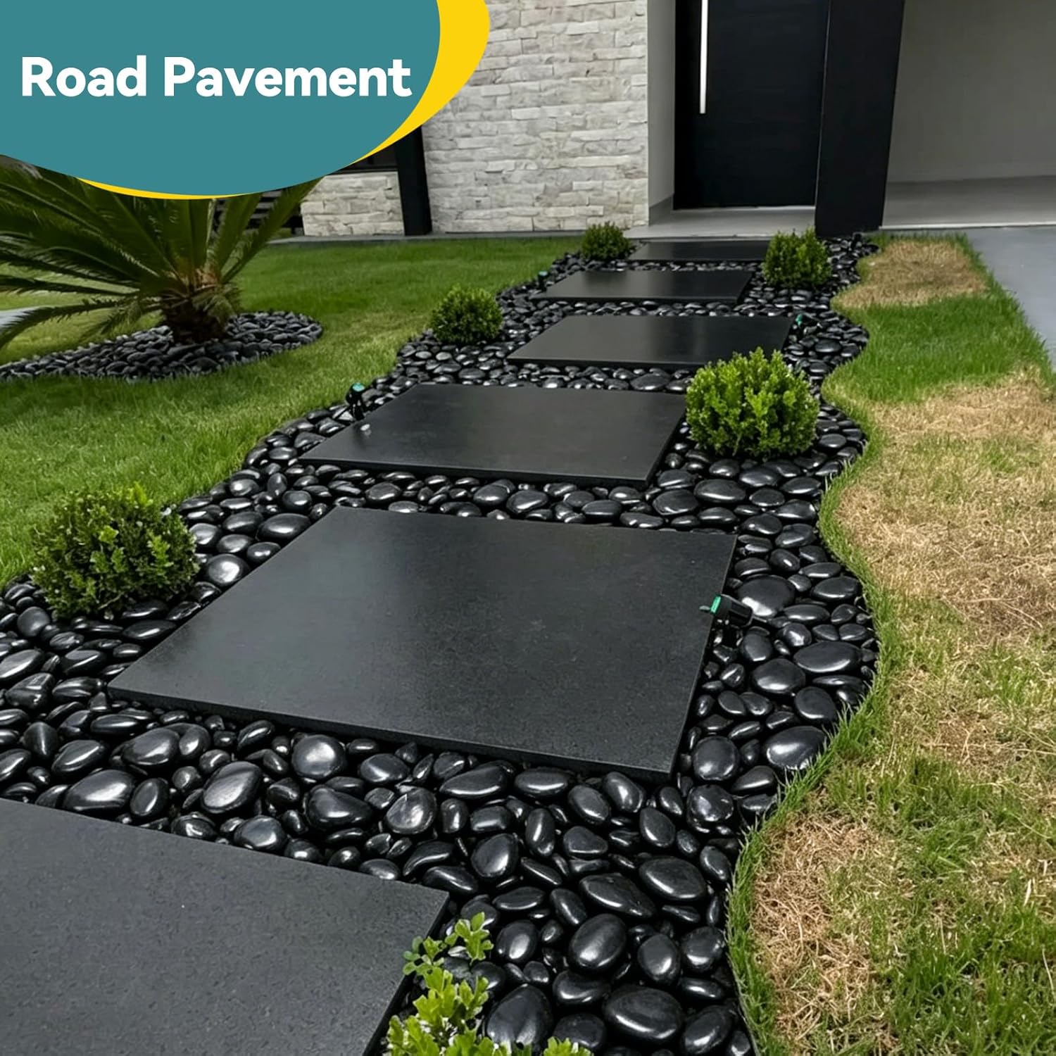 20lbs Black Rocks for Planters, 3-4 Inch Decorative Rocks for Potted Plants, Polished Garden Stones for Outdoor Landscaping, Walkways, Yard, River Rocks for Flower Pots, Vase