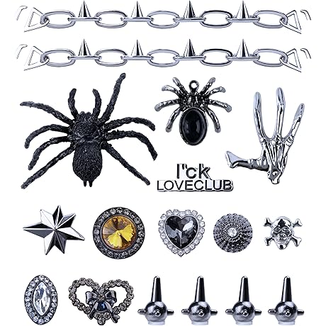 Bling Spikers Chain Charms: Gothic Accents for Edgy Clog Footwear