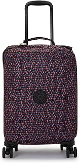 Kipling 자발적 소형 롤링 수하물, 해피 스퀘어 프린트, 21인치, Kipling 여성용 자연스러운 소형 소프트사이드 스피너 휠 수하물