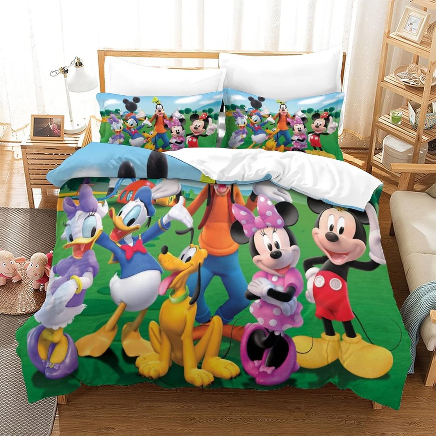 Mickey Mouse Bedding Set 3D Mickey Mouse Duvet Cover Set Soft Microfiber Bed Set 3Pcs 1 Duvet