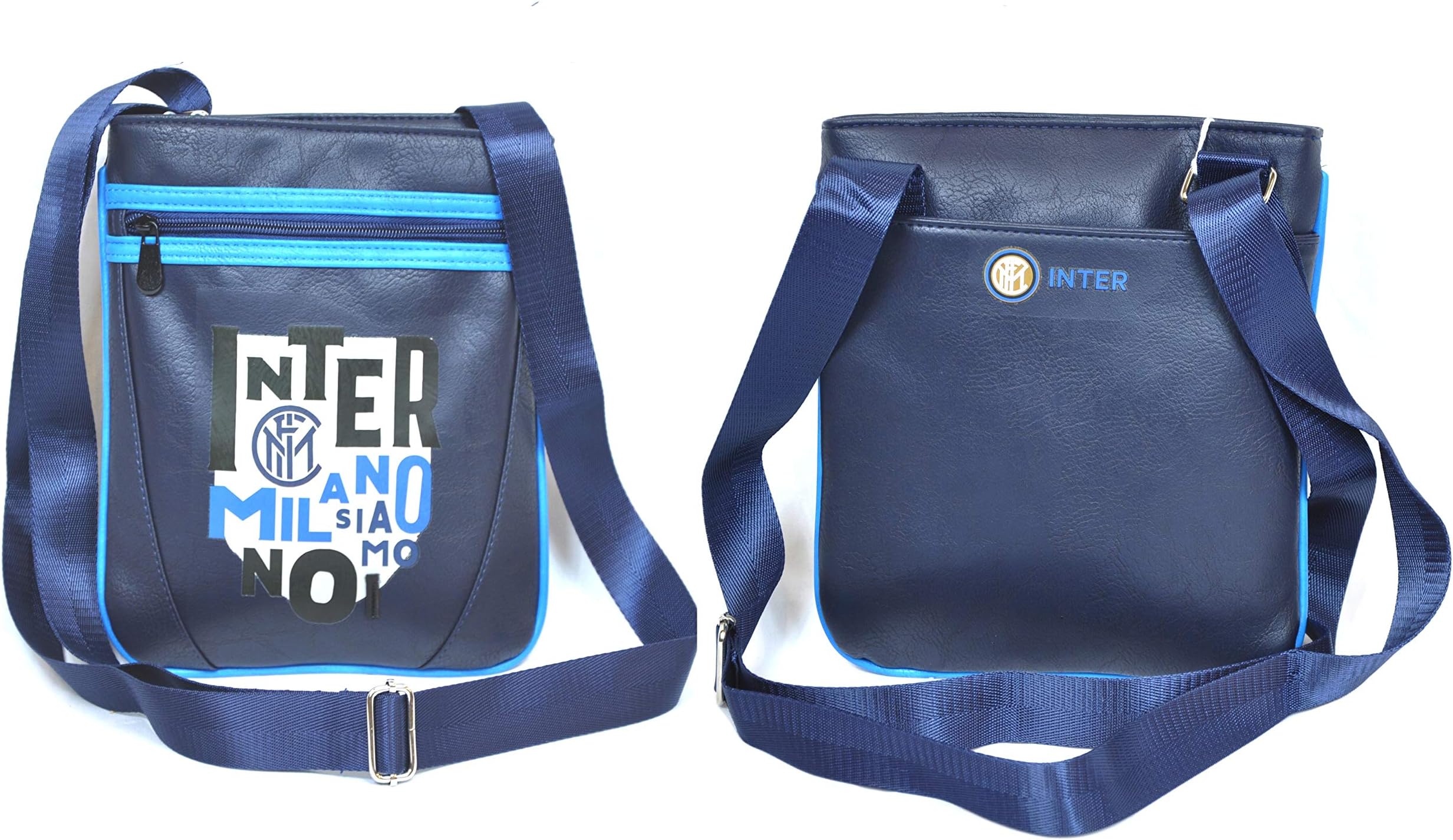 Enzo Castellano Bag With Shoulder Strap Inter Official Product Black Light Blue Faux Leather Football